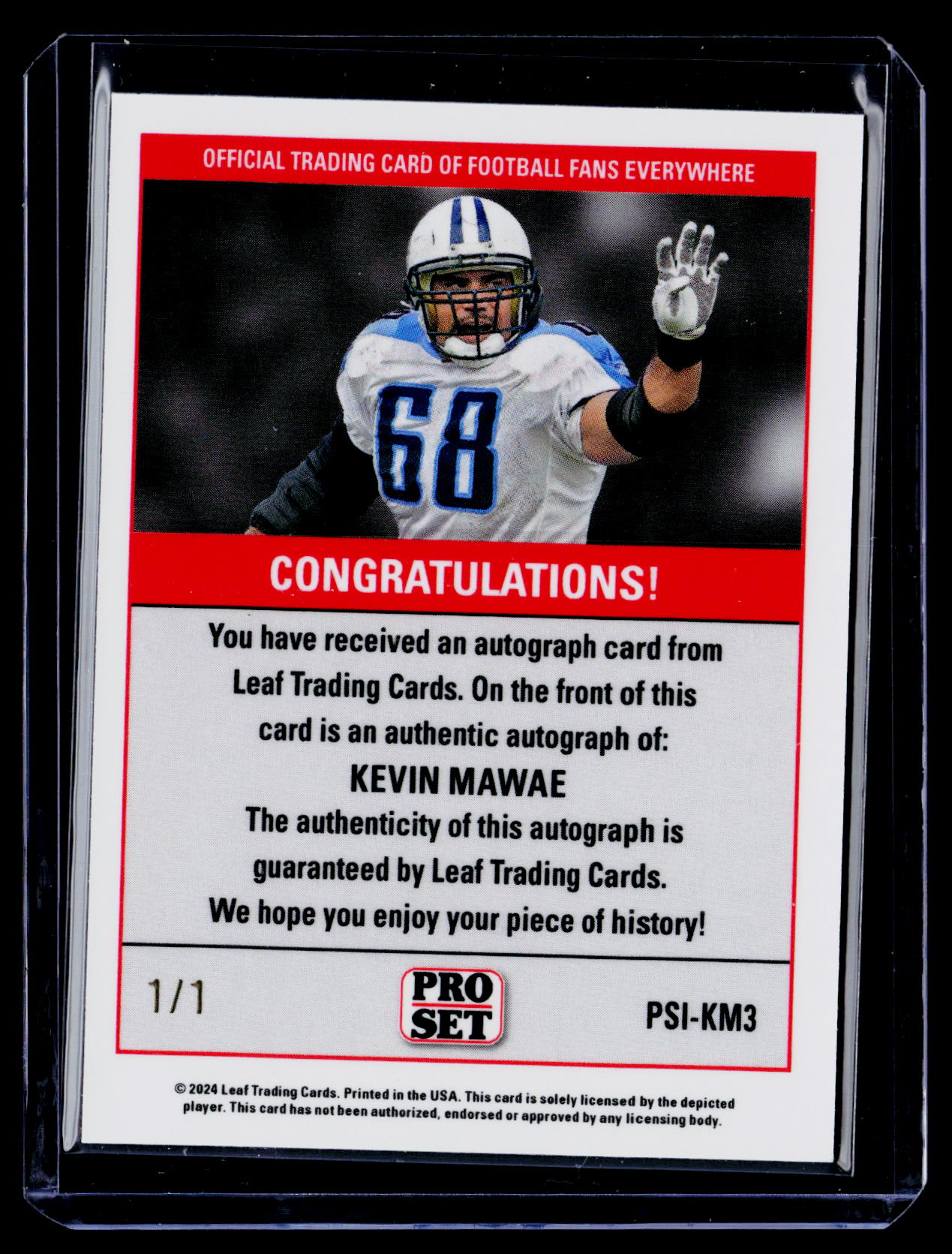 2024 Leaf Kevin Mawae Gold VInyl Auto 1/1