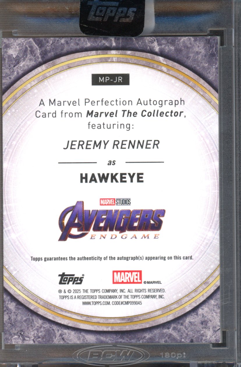 2025 Topps Marvel The Collector Hawkeye Jeremy Renner Auto 02/25