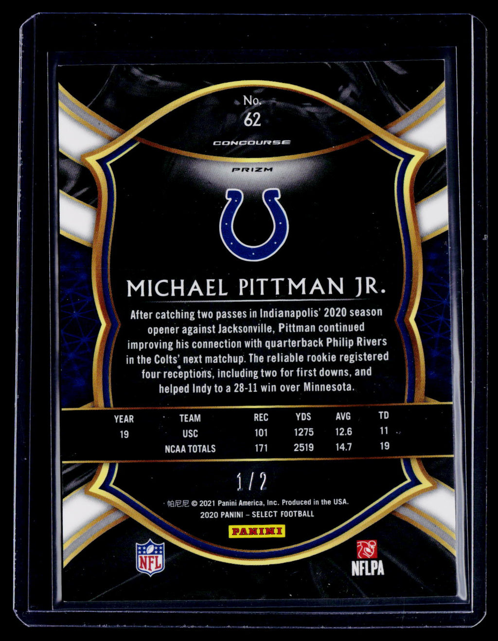 2020 Select Michael Pittman Jr. Rookie Snake Skin 1/2 RC