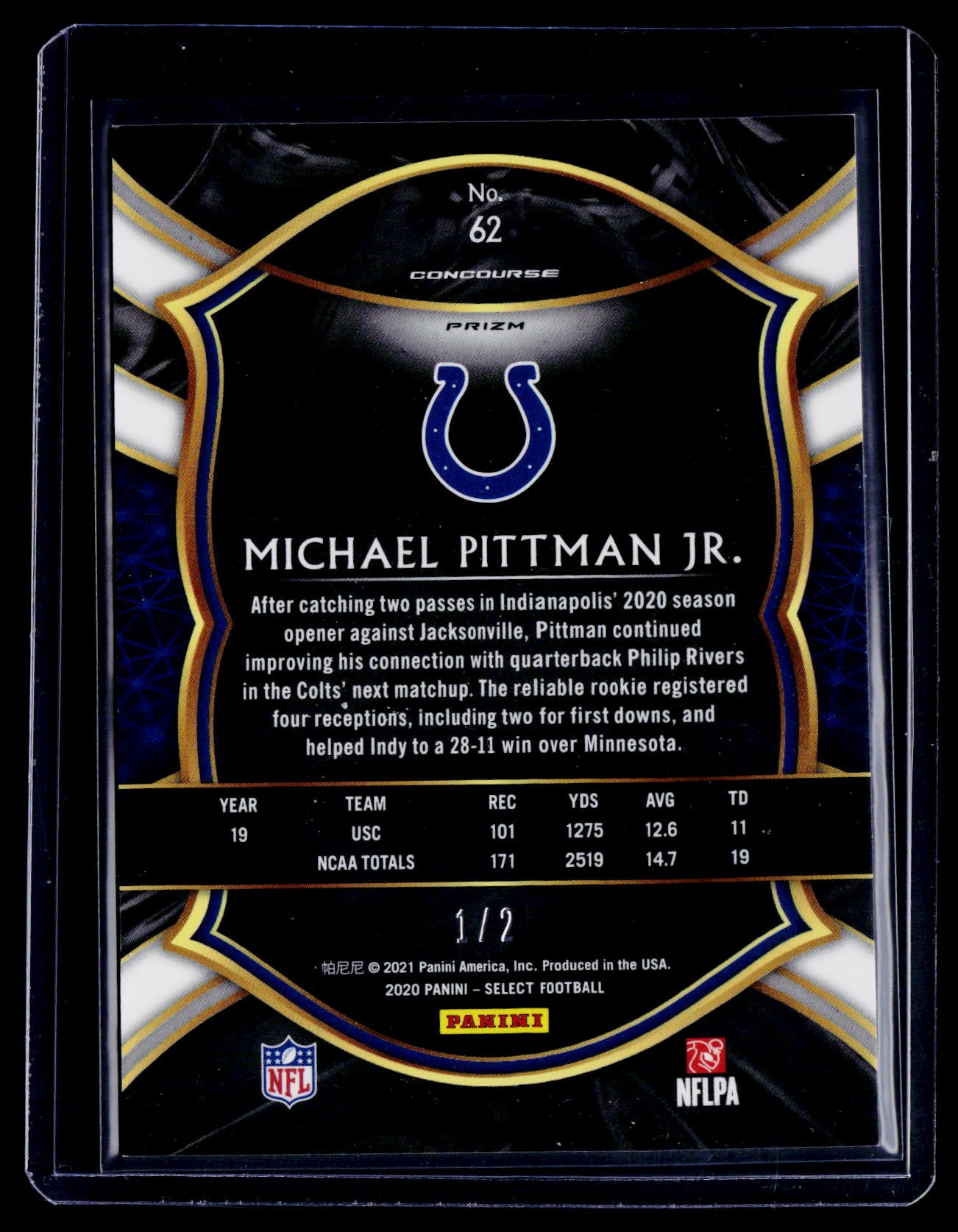 2020 Select Michael Pittman Jr. Rookie Snake Skin 1/2 RC