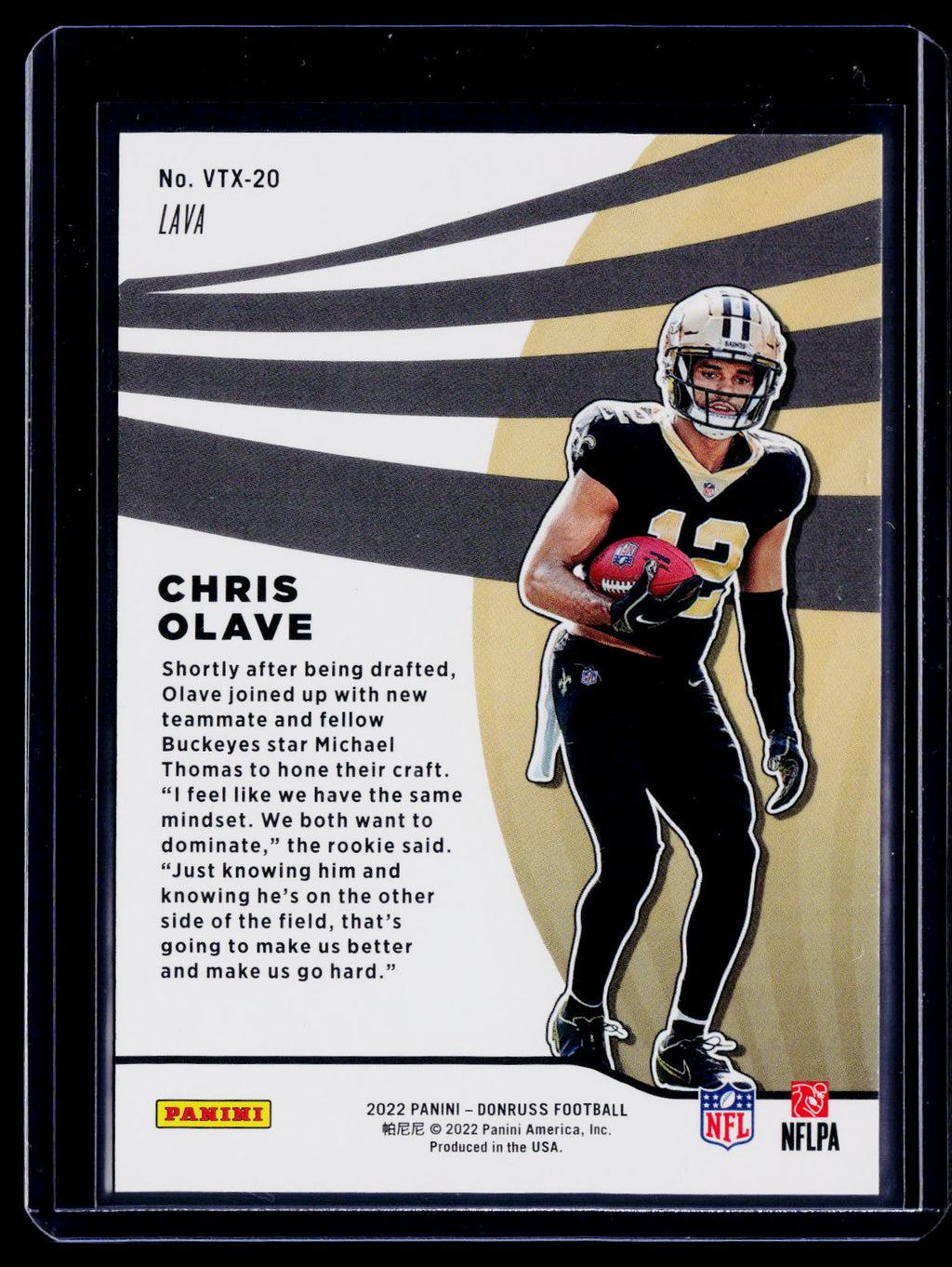 2022 Donruss Chris Olave Gold Vortez 8/10
