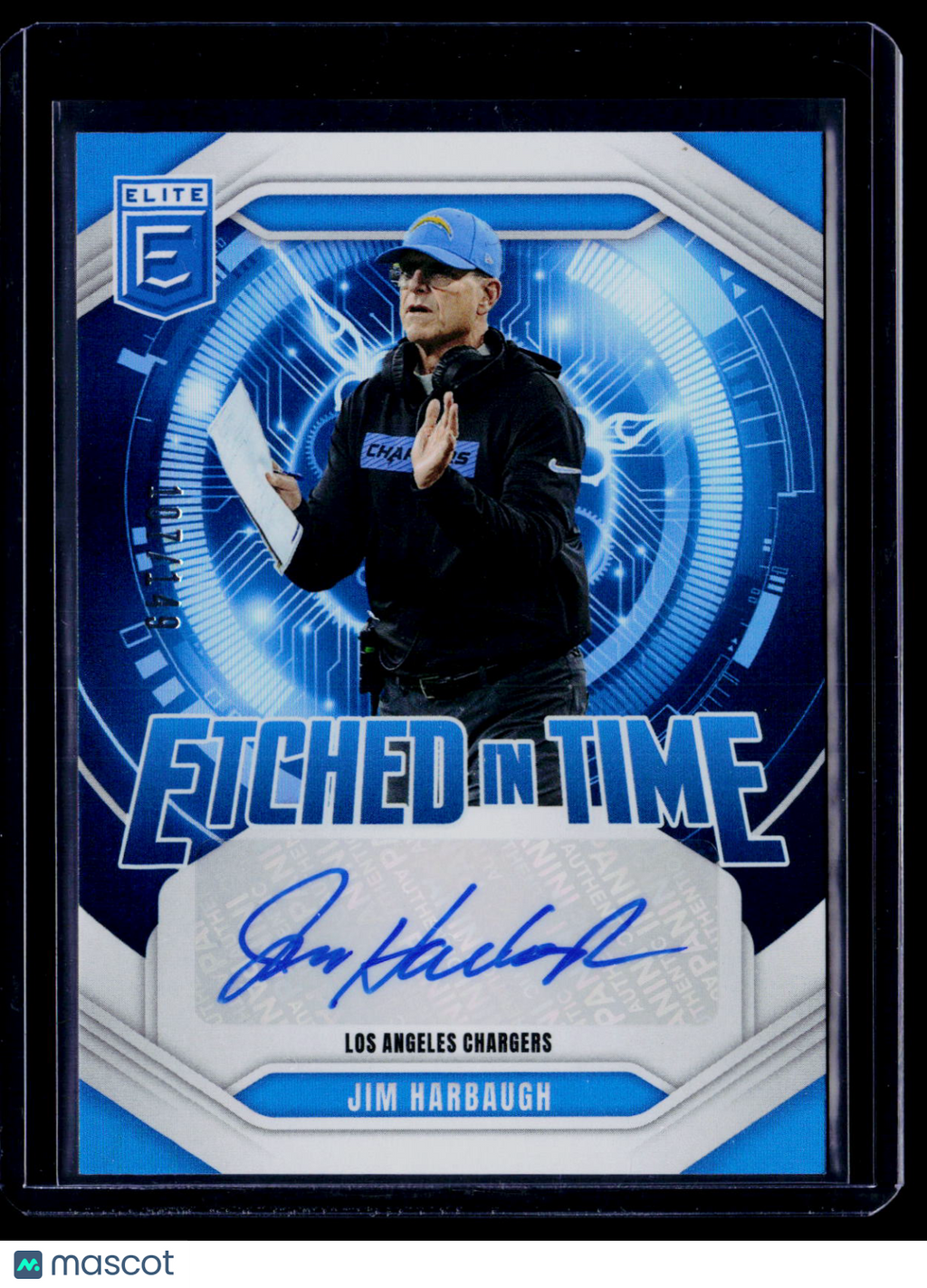 2025 Donruss Elite Jim Harbaugh Etched In Time Auto 107/149