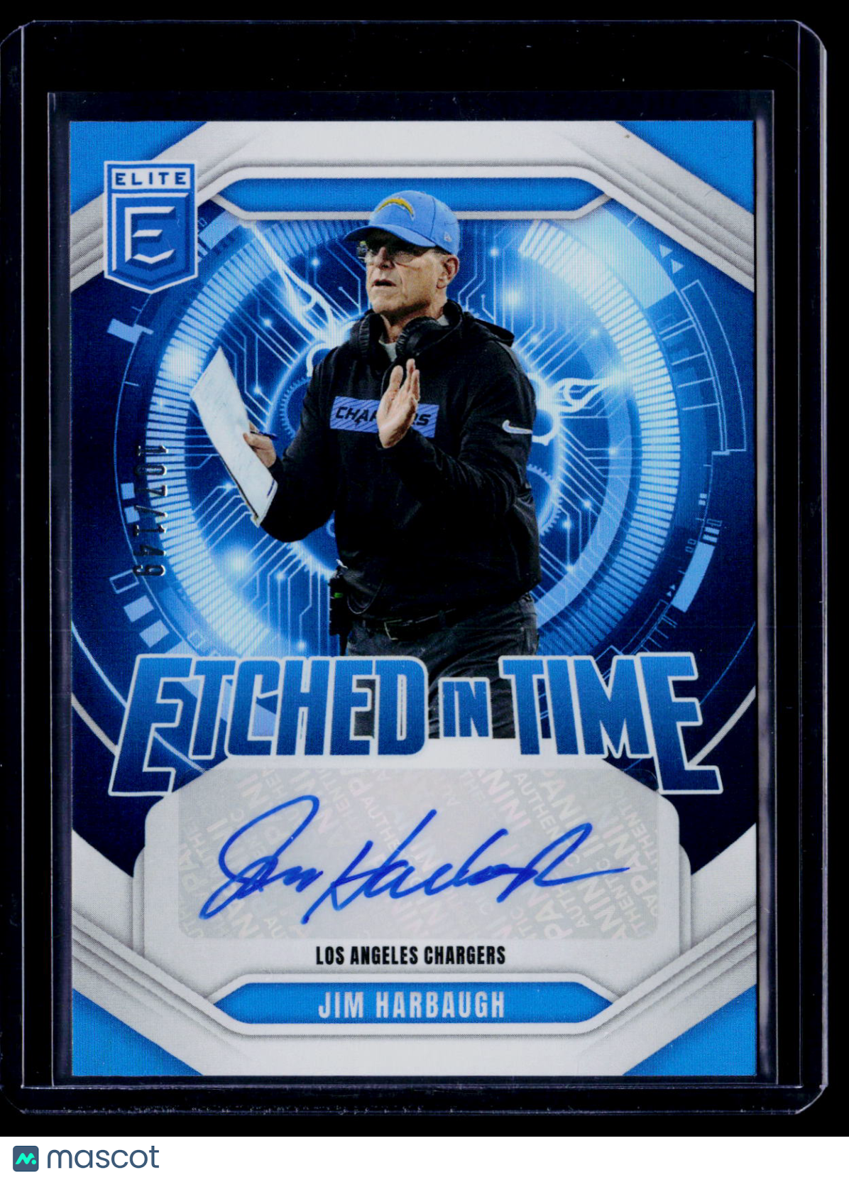 2025 Donruss Elite Jim Harbaugh Etched In Time Auto 107/149