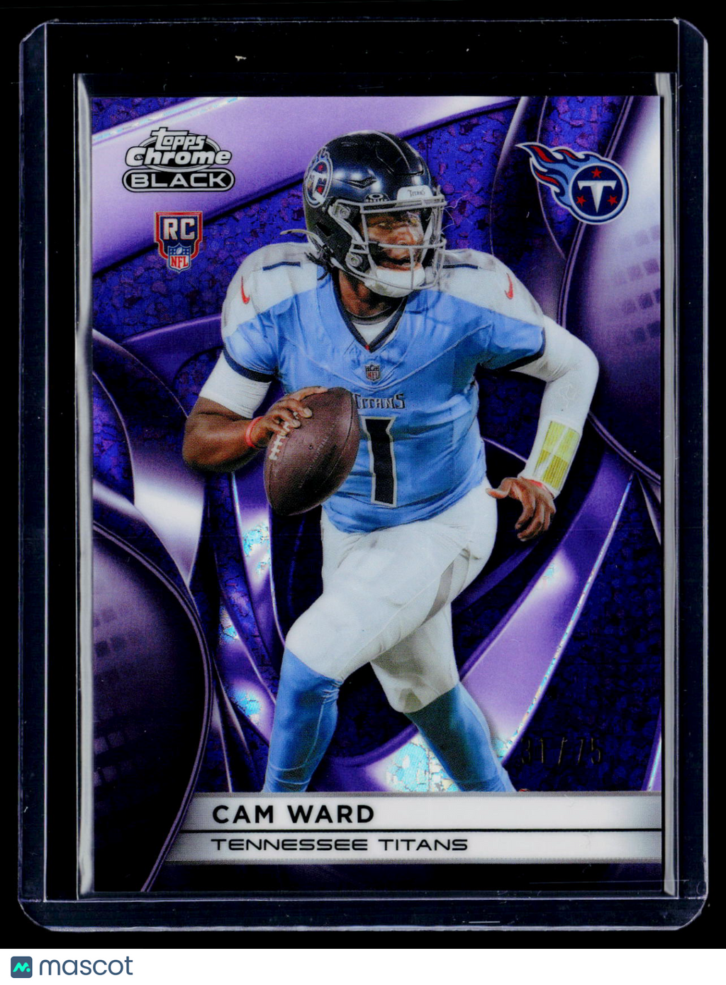 2025 Topps Chrome Black Cam Ward Rookie Purple Mini Diamond 31/75 RC