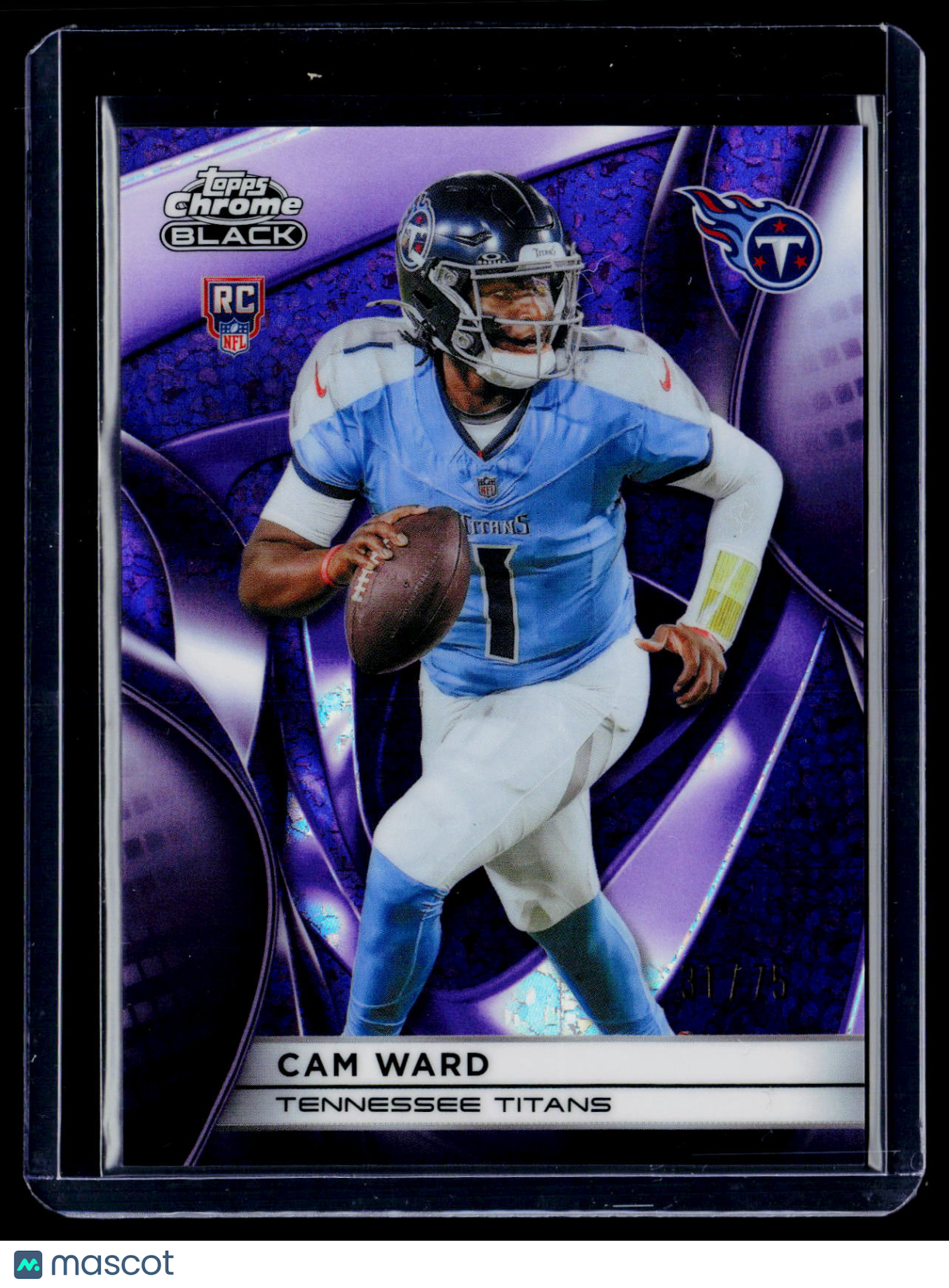 2025 Topps Chrome Black Cam Ward Rookie Purple Mini Diamond 31/75 RC