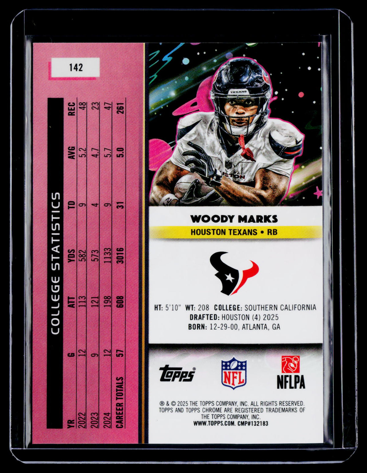 2025 Topps Chrome Cosmic Woody Marks Rookie Green Space Dust 54/75 RC