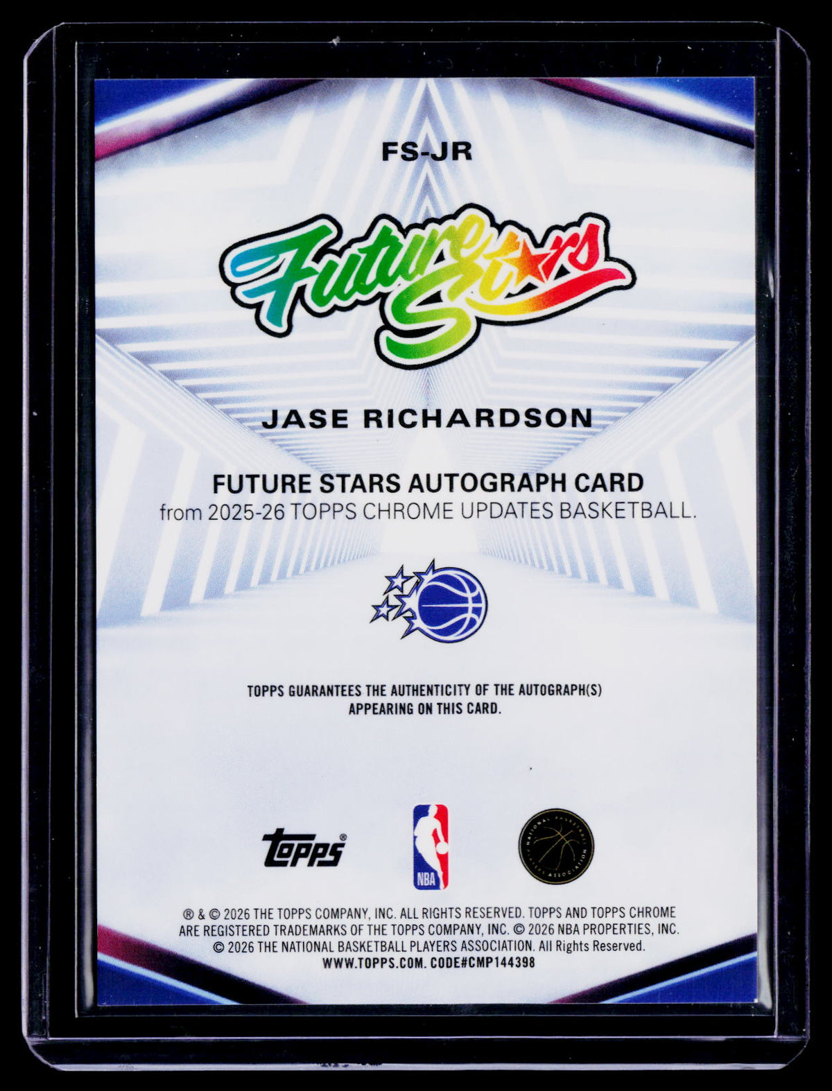 2025 Topps Chrome Update Jase Richardson Rookie Gold Future Stars Auto 16/50 RC