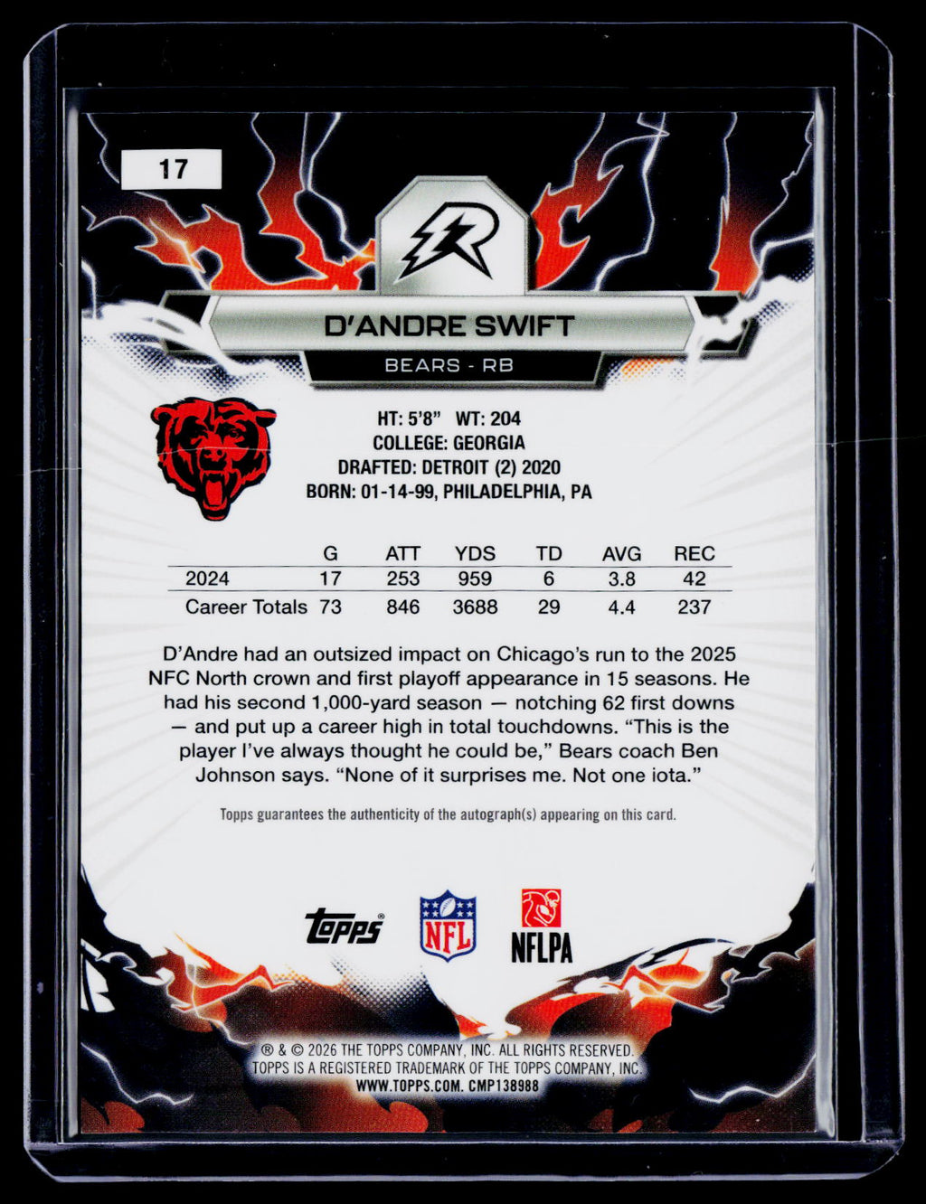2025 Topps Resurgence D'Andre Swift Blue Surge Auto 48/99