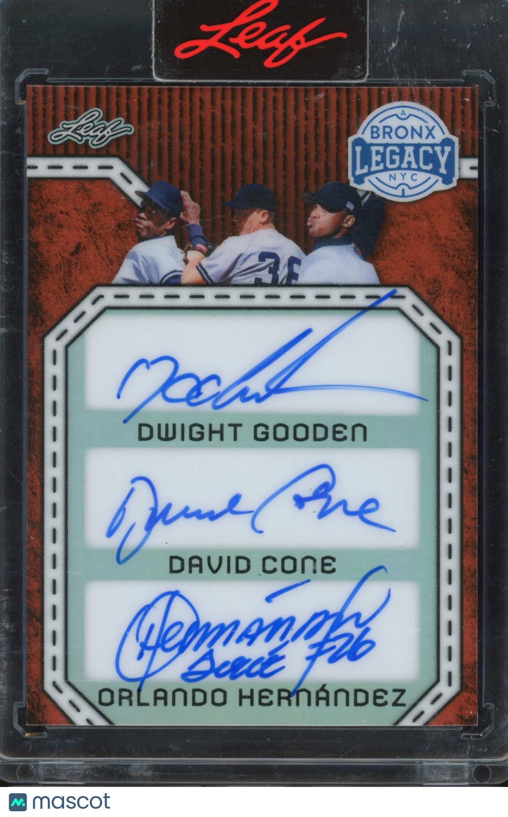 2025 Leaf Bronx Legacy Dwight Gooden David Cone Orlando Hernandez Triple Auto 4/5