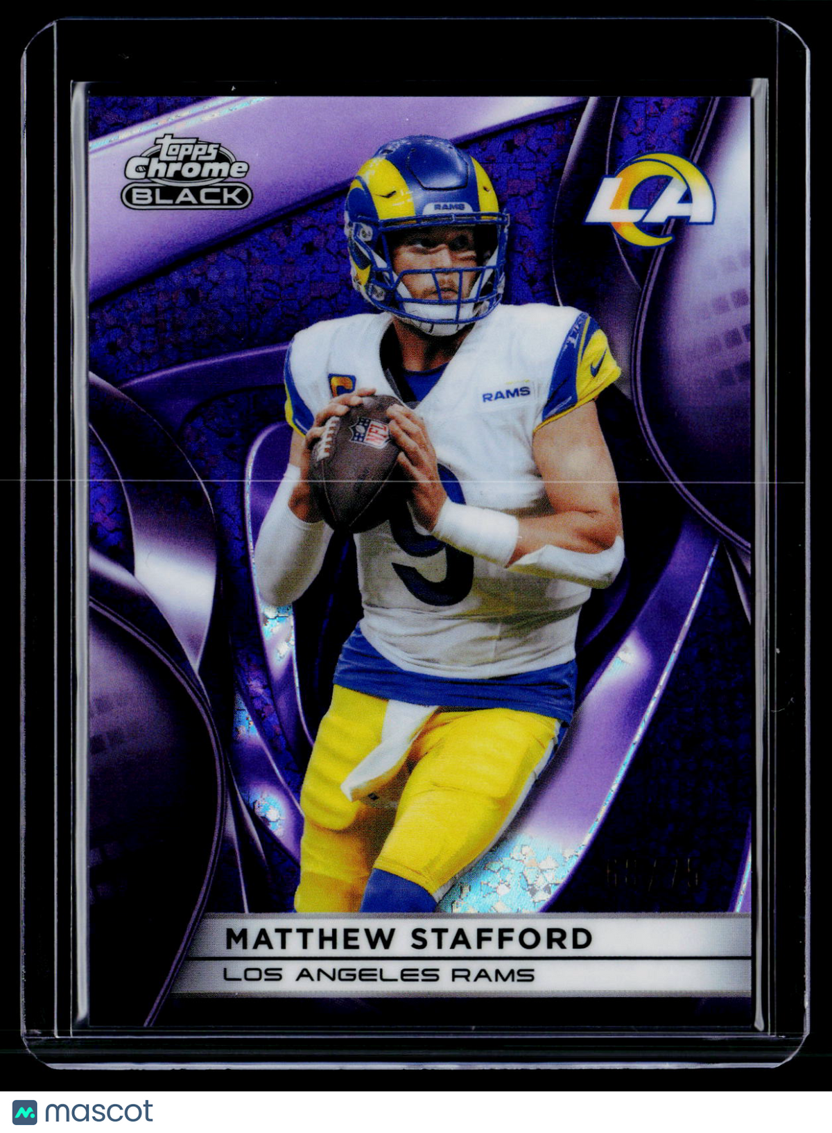 2025 Topps Chrome Black Matthew Stafford Purple Mini Diamond 68/75