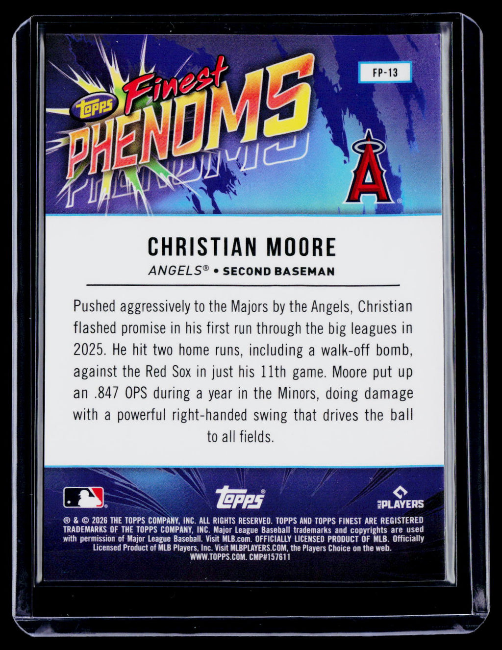 2026 Topps Finest Christian Moore Rookie Finest Phenoms Gold Geometric 45/50 RC