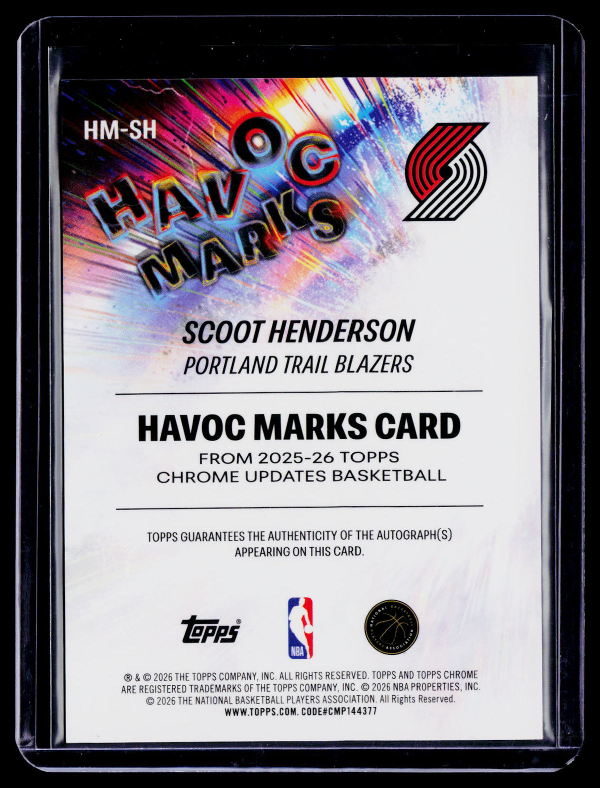 2025 Topps Chrome Update Scoot Henderson Gold Geometric Havoc Marks Auto 36/50