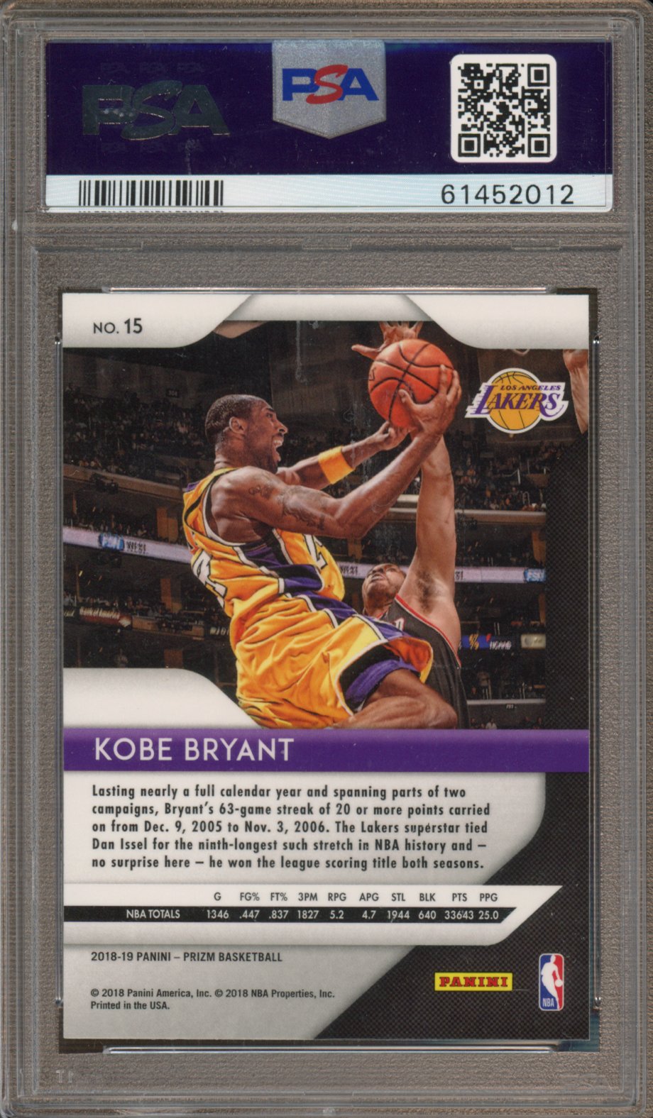 2018 Prizm Kobe Bryant PSA 10