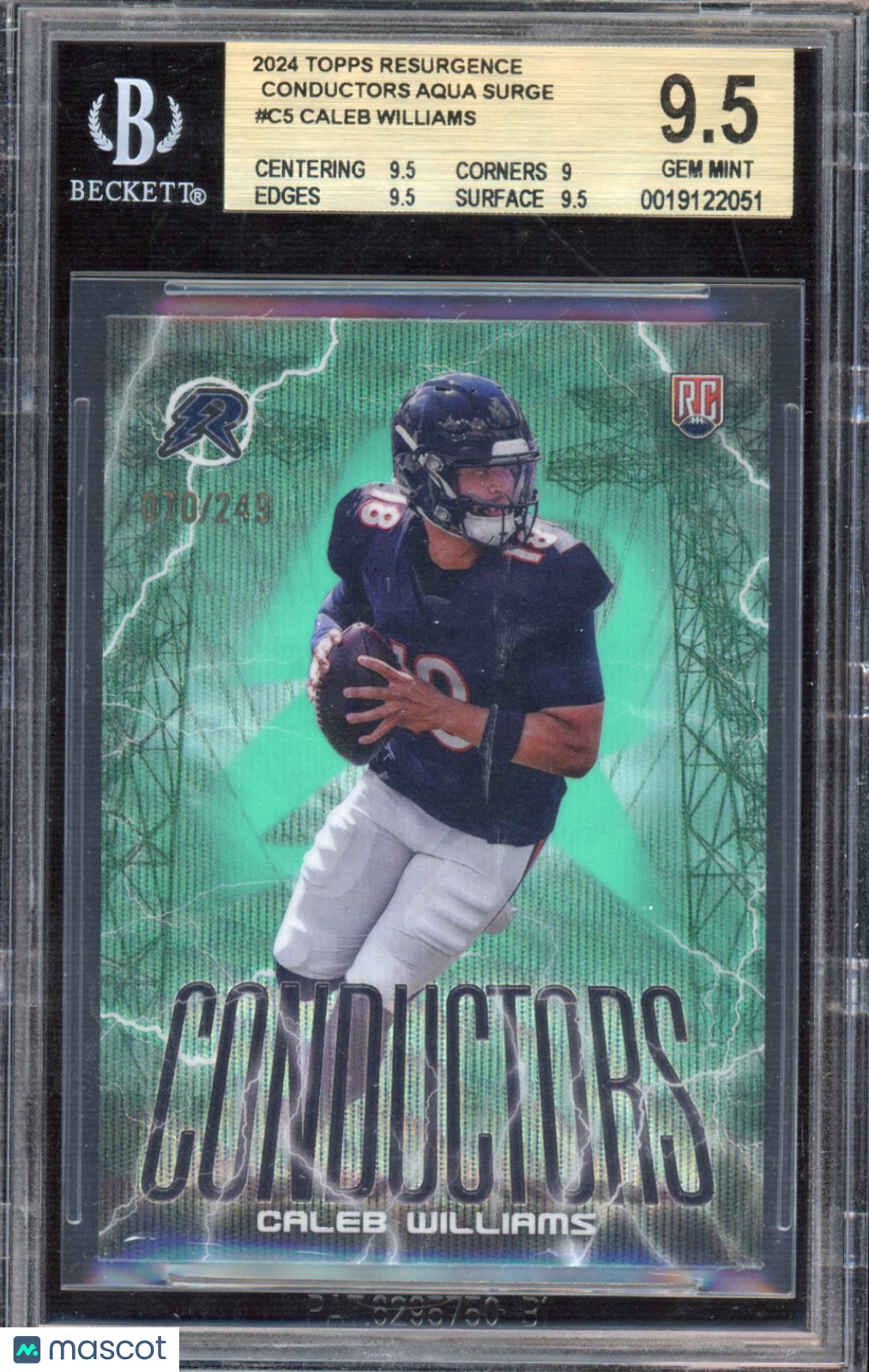 2024 Topps Resurgence Caleb Williams Conductors Aqua 70/249 BGS 9.5