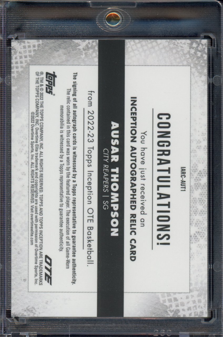 2022 Overtime Elite Inception Ausar Thompson Rookie Patch Auto RPA 10/10 RC