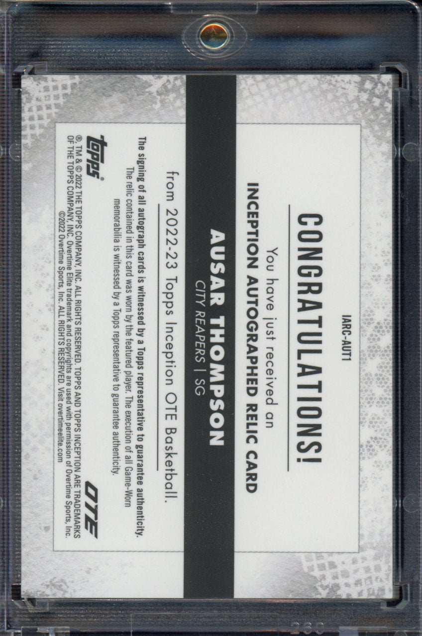 2022 Overtime Elite Inception Ausar Thompson Rookie Patch Auto RPA 10/10 RC