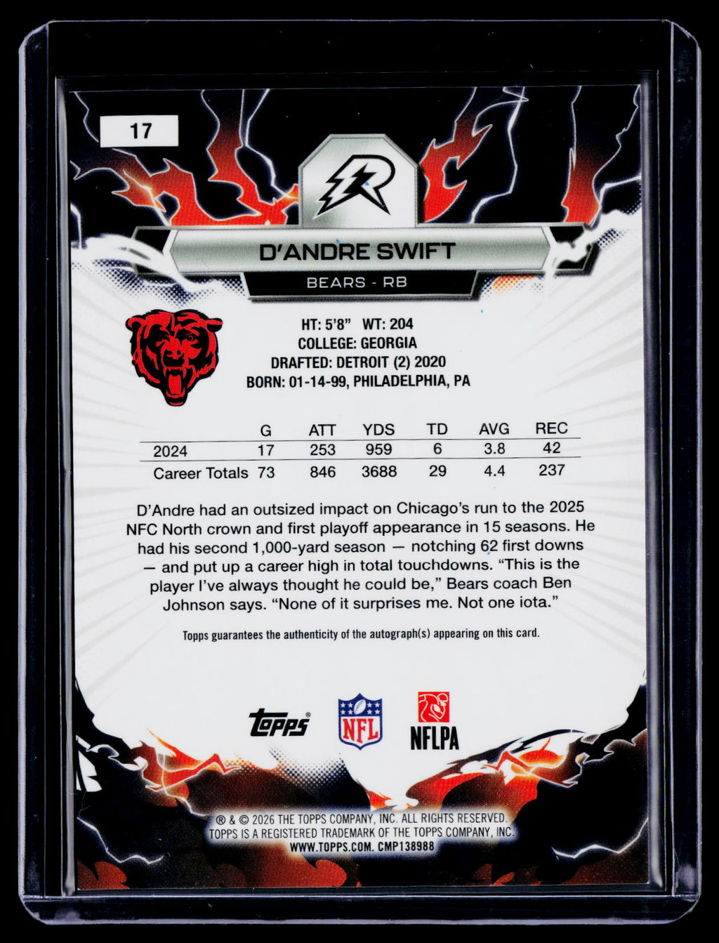2025 Topps Resurgence D'Andre Swift Gold Power Surge 21/50