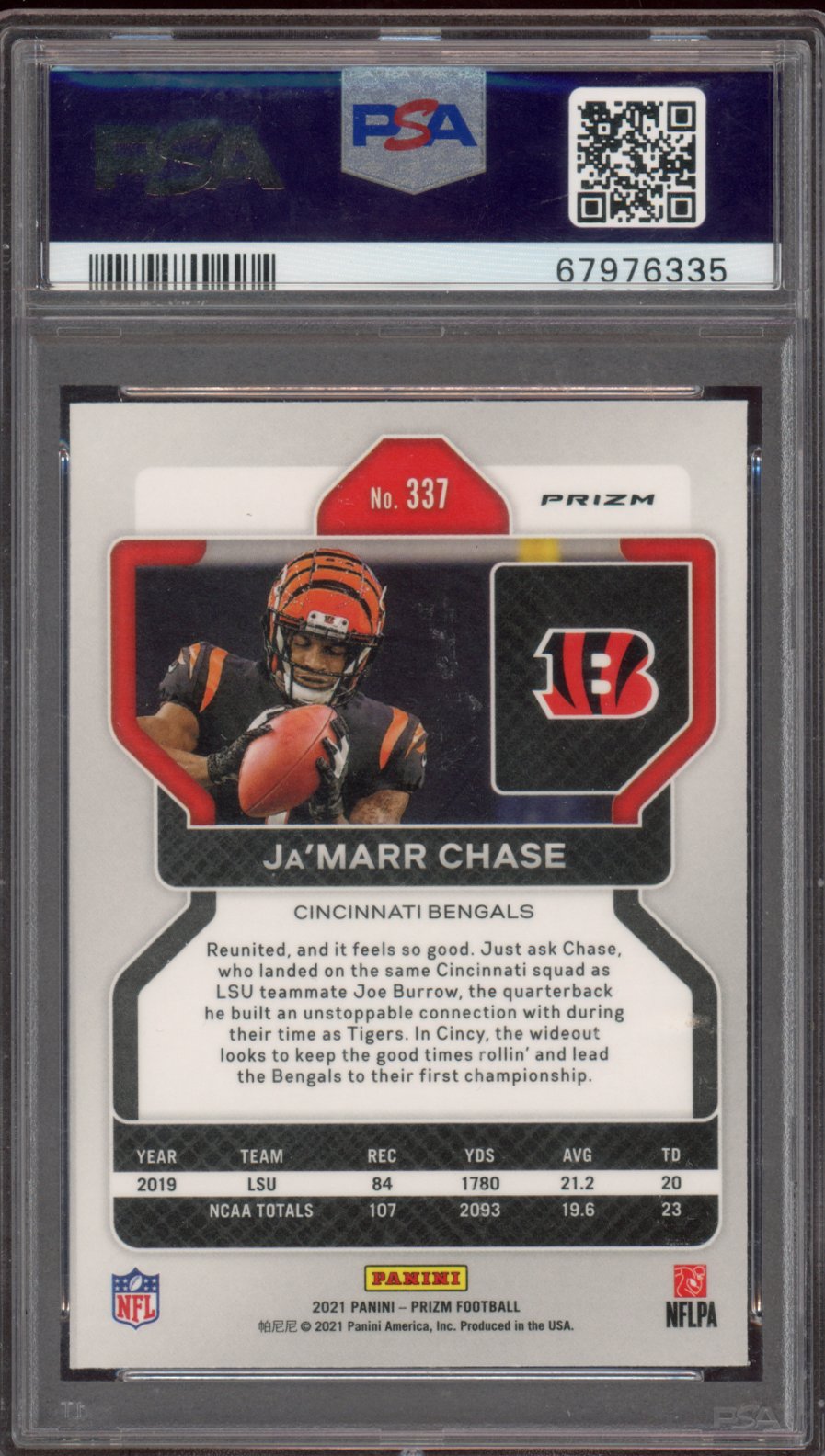 2021 Prizm Ja'Marr Chase Rookie Red White & Blue PSA 9 RC