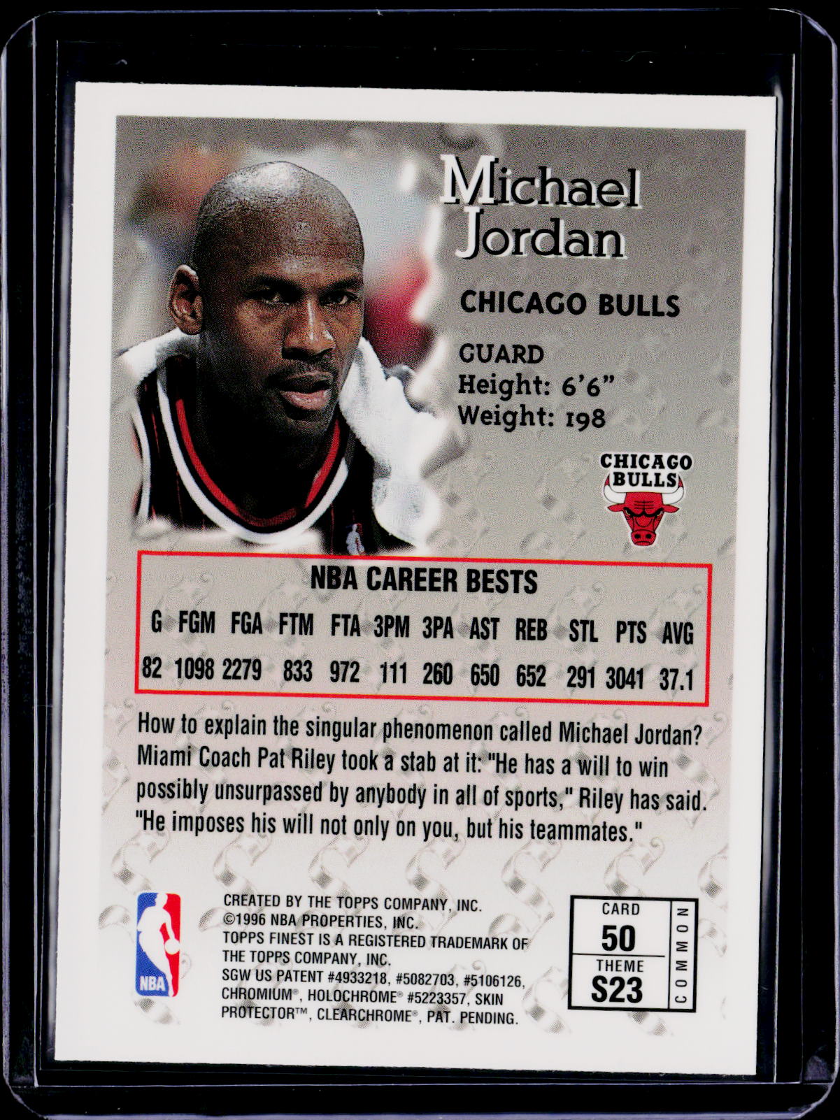 1996 Topps Finest Michael Jordan Sterling W/ Coating