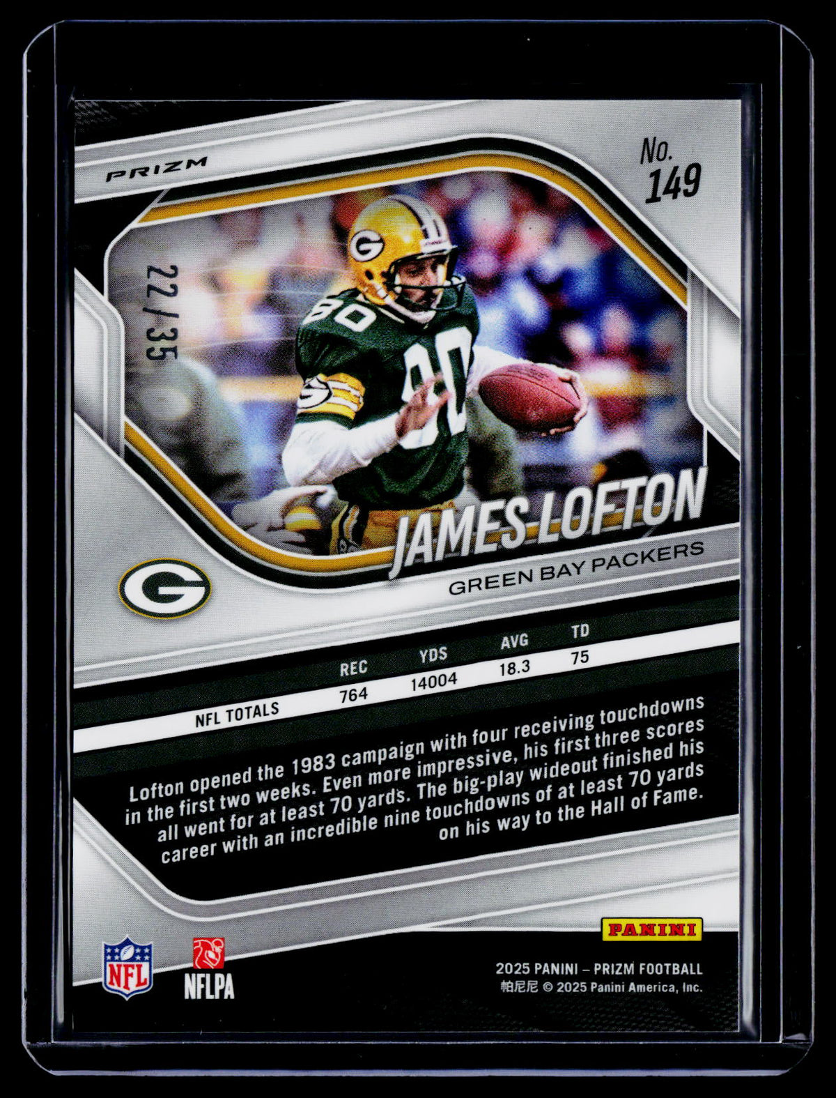 2025 Prizm James Lofton White Prizm 22/35