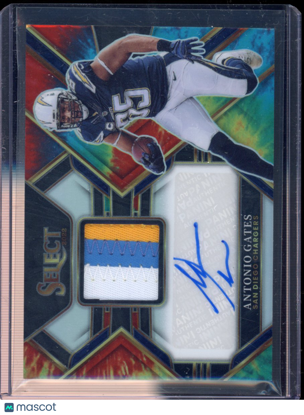 2022 Panini Select Antonio Gates Patch Auto Tie-Dye Patch Auto 24/25