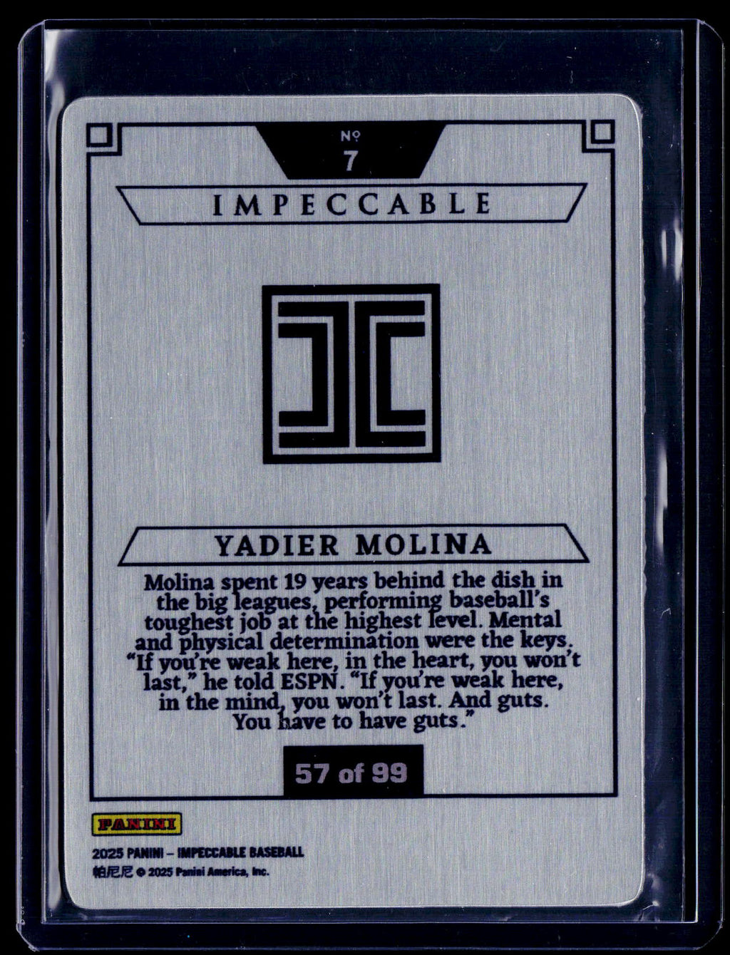 2025 Impeccable Yadier Molina Stainless Stars 57/99