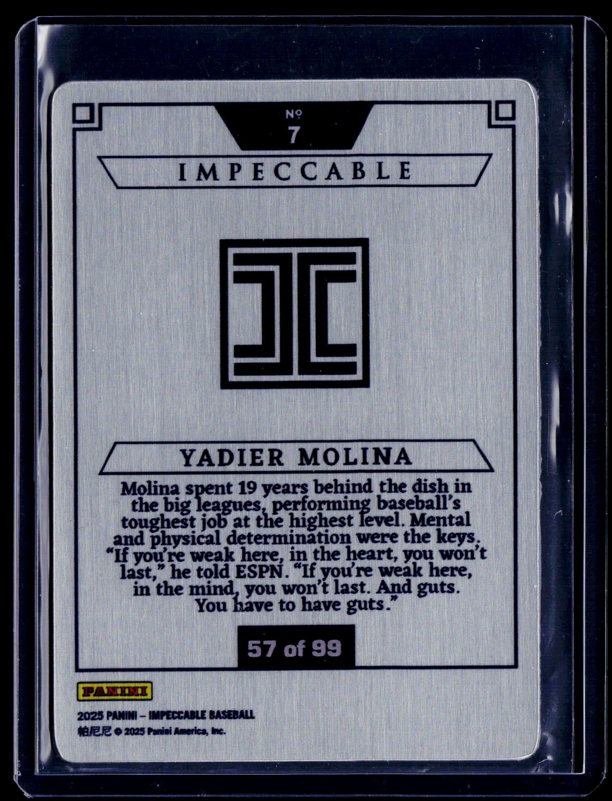 2025 Impeccable Yadier Molina Stainless Stars 57/99
