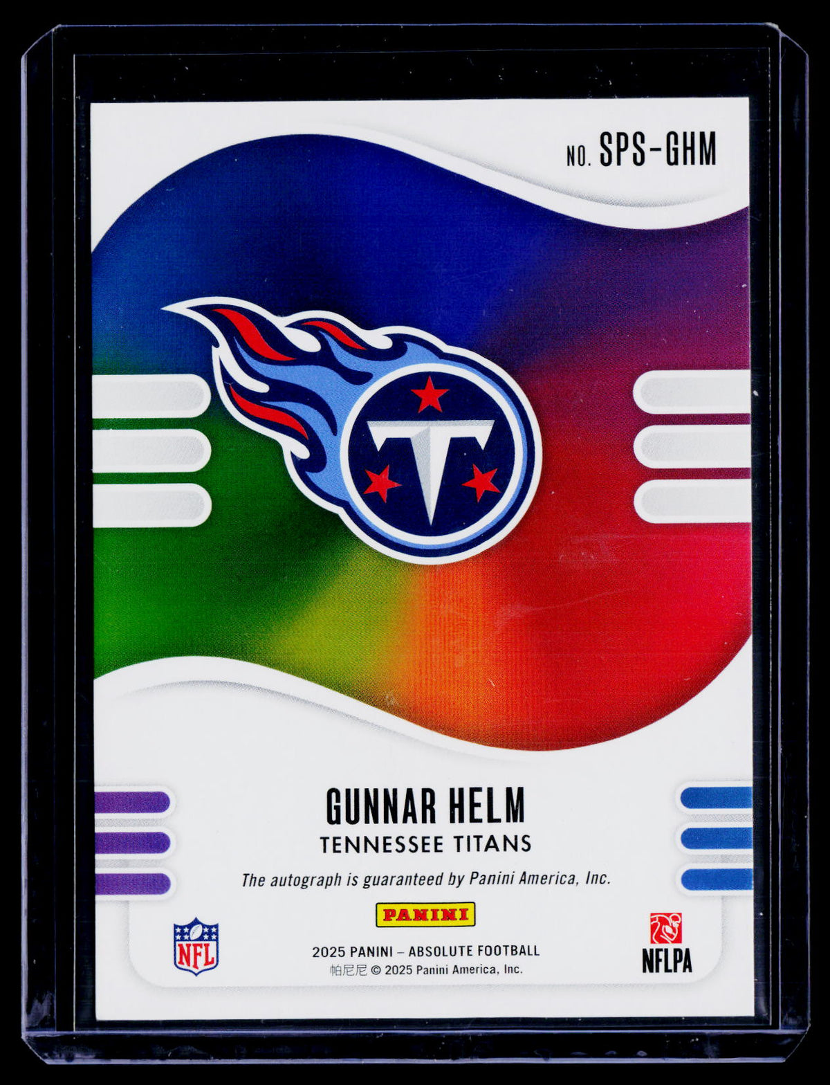 2025 Absolute Gunnar Helm Rookie Spectrum Signatures Auto 41/199 RC