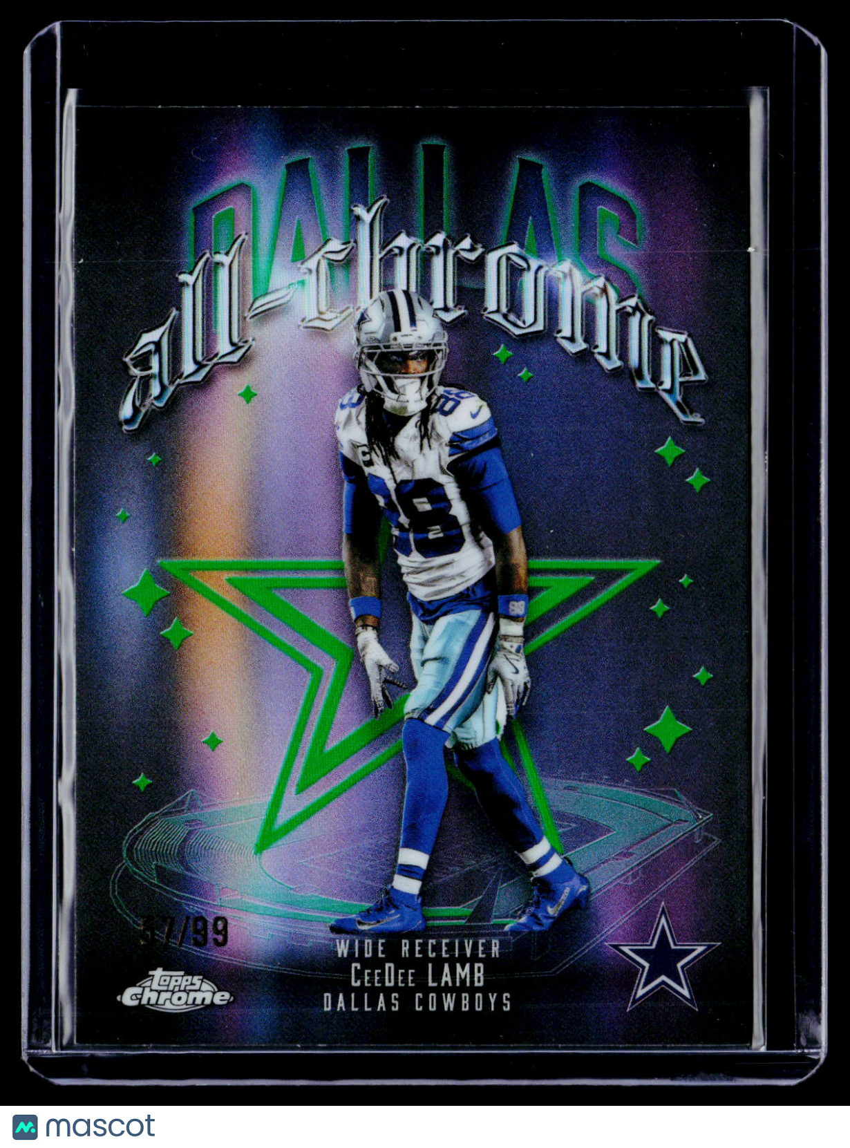 2025 Topps Chrome CeeDee Lamb All Chrome Green Refractor 57/99