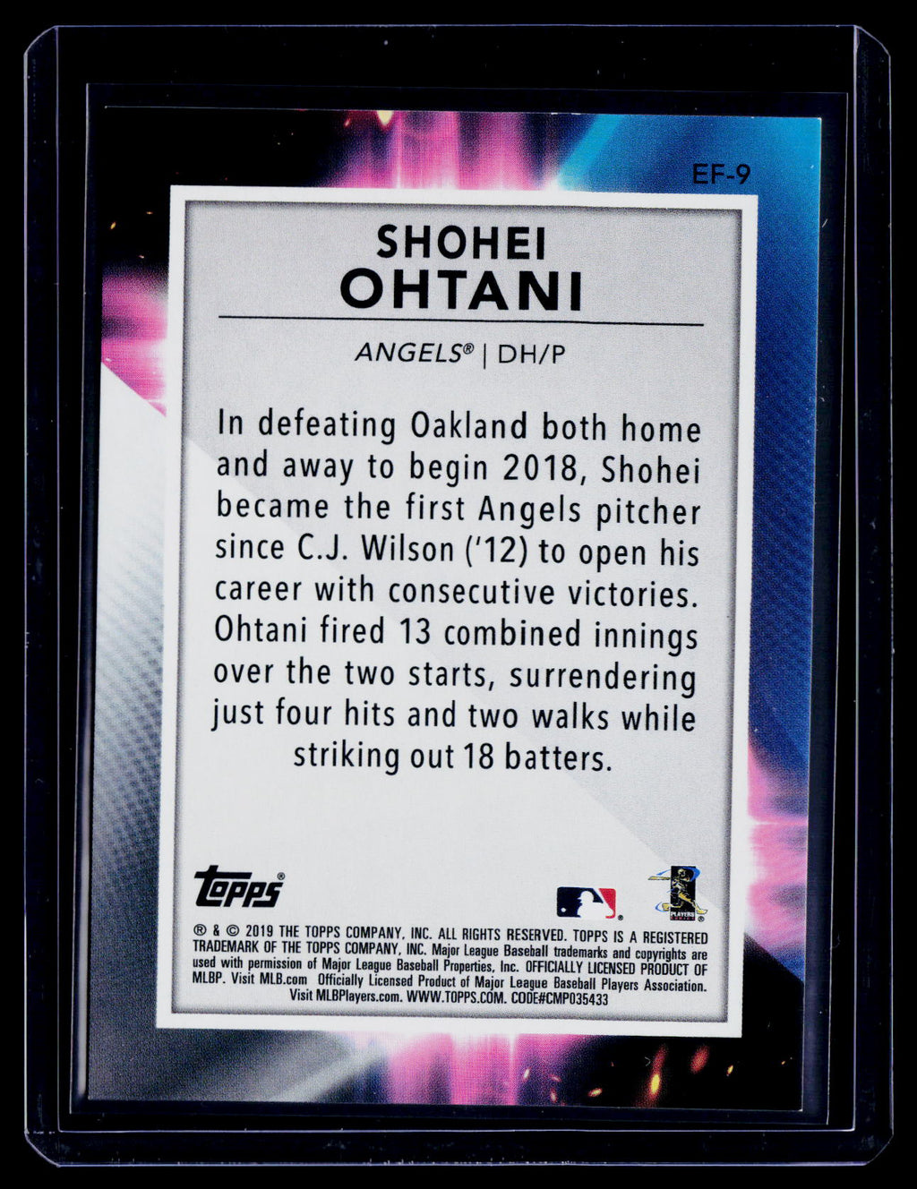 2019 Topps Fire Shohei Ohtani En Fuego