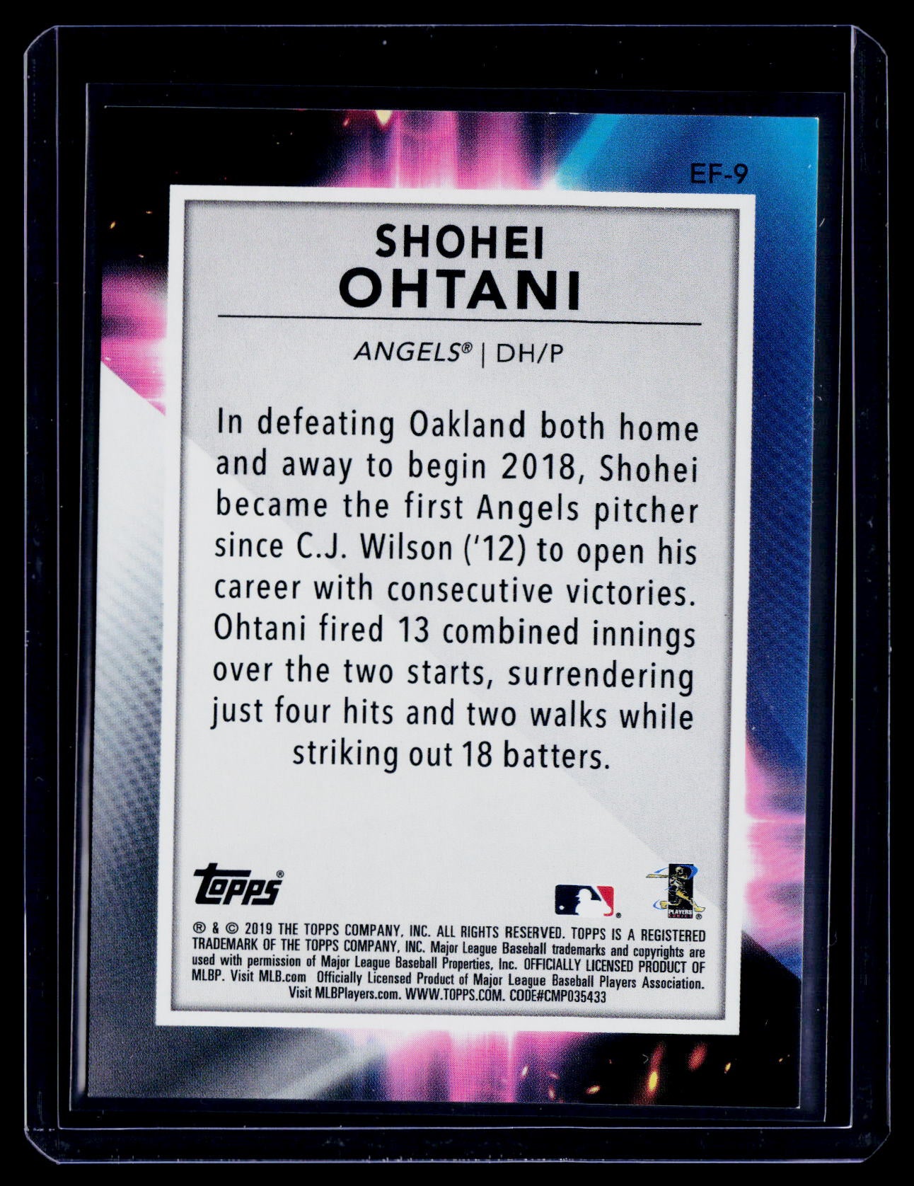 2019 Topps Fire Shohei Ohtani En Fuego