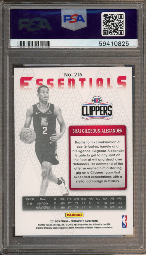 2018 Chronicles Shai Gilgeous-Alexander Rookie Pink PSA 9 RC