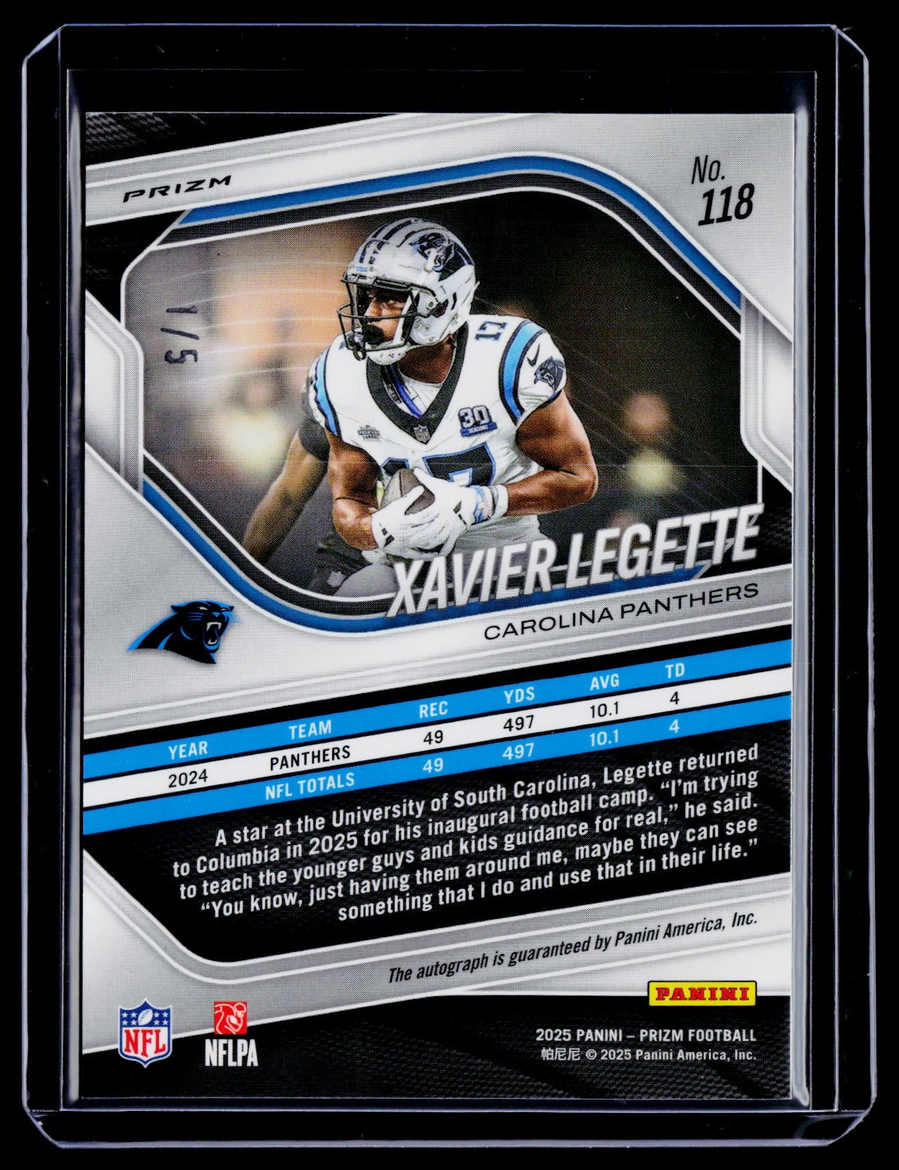 2025 Prizm Xavier Legette Green Shimmer Auto 1/5