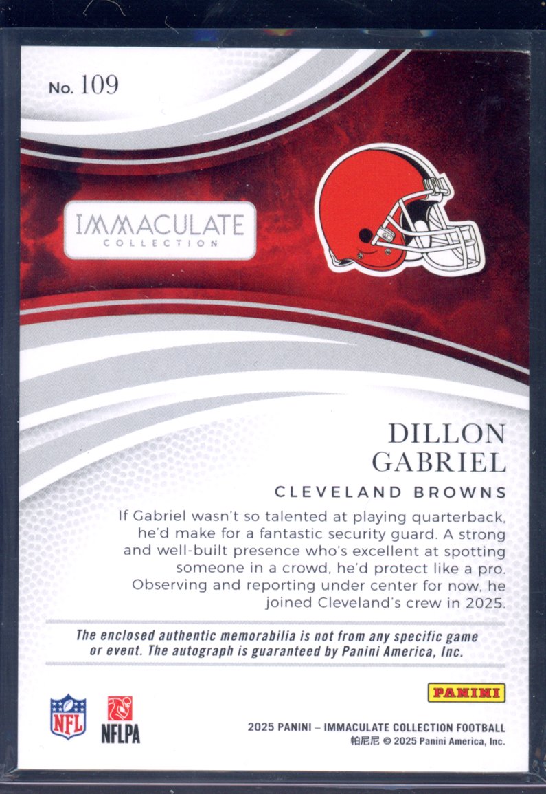 2025 Immaculate Dillion Gabriel Rookie Patch Auto 85/99 RC