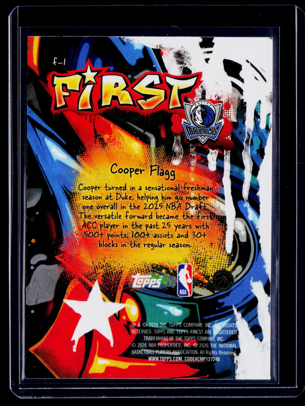 2026 Topps Finest Cooper Flagg Rookie First RC