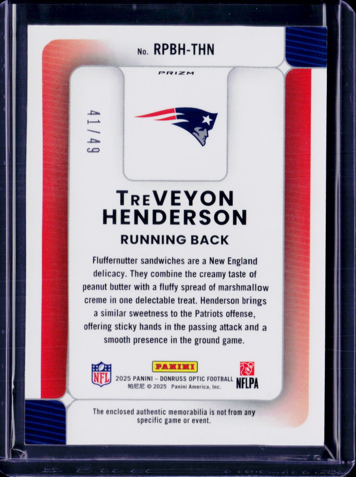 2025 Donruss Optic TreVeton Henderson Rookie Phenom Patch Cracked Ice /49