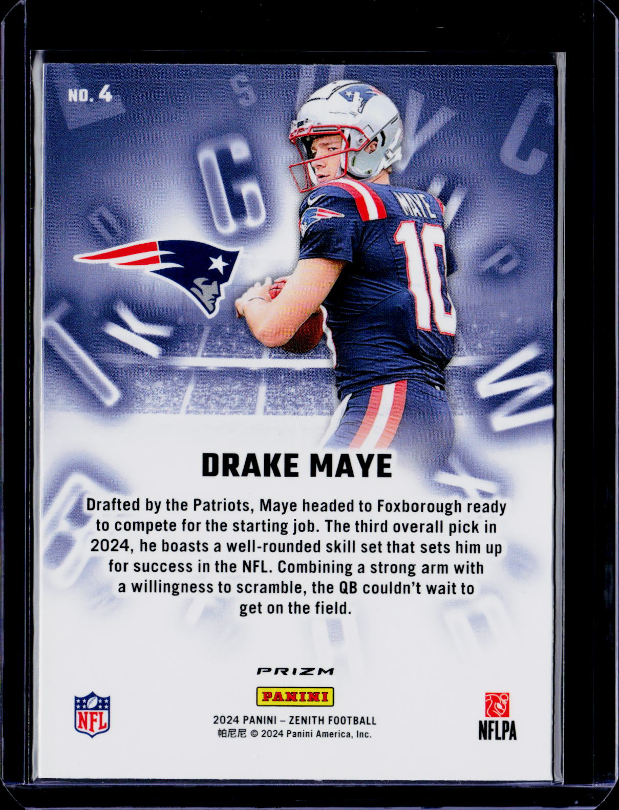 2024 Panini Zenith Drake Maye Rookie A To Z Orange RC