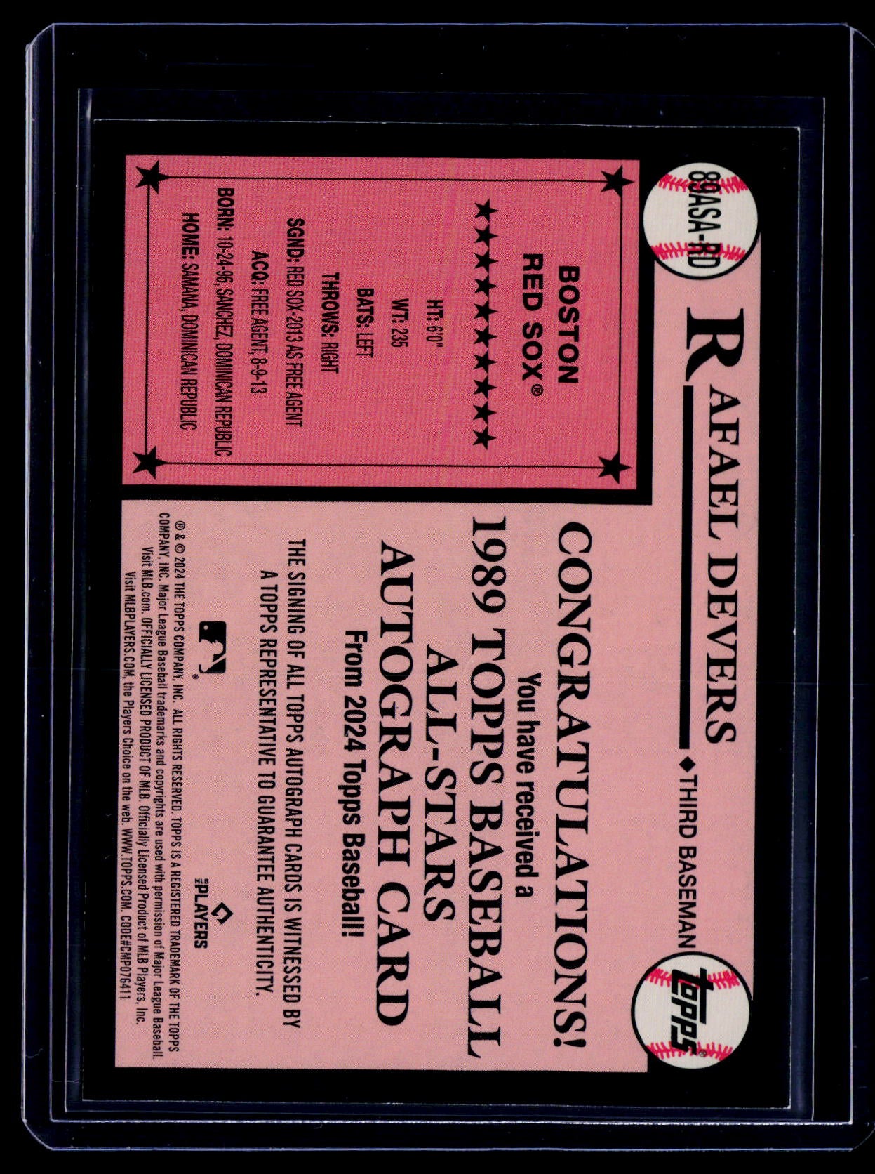 2024 Topps Rafael Devers All Stars Black Auto 44/50