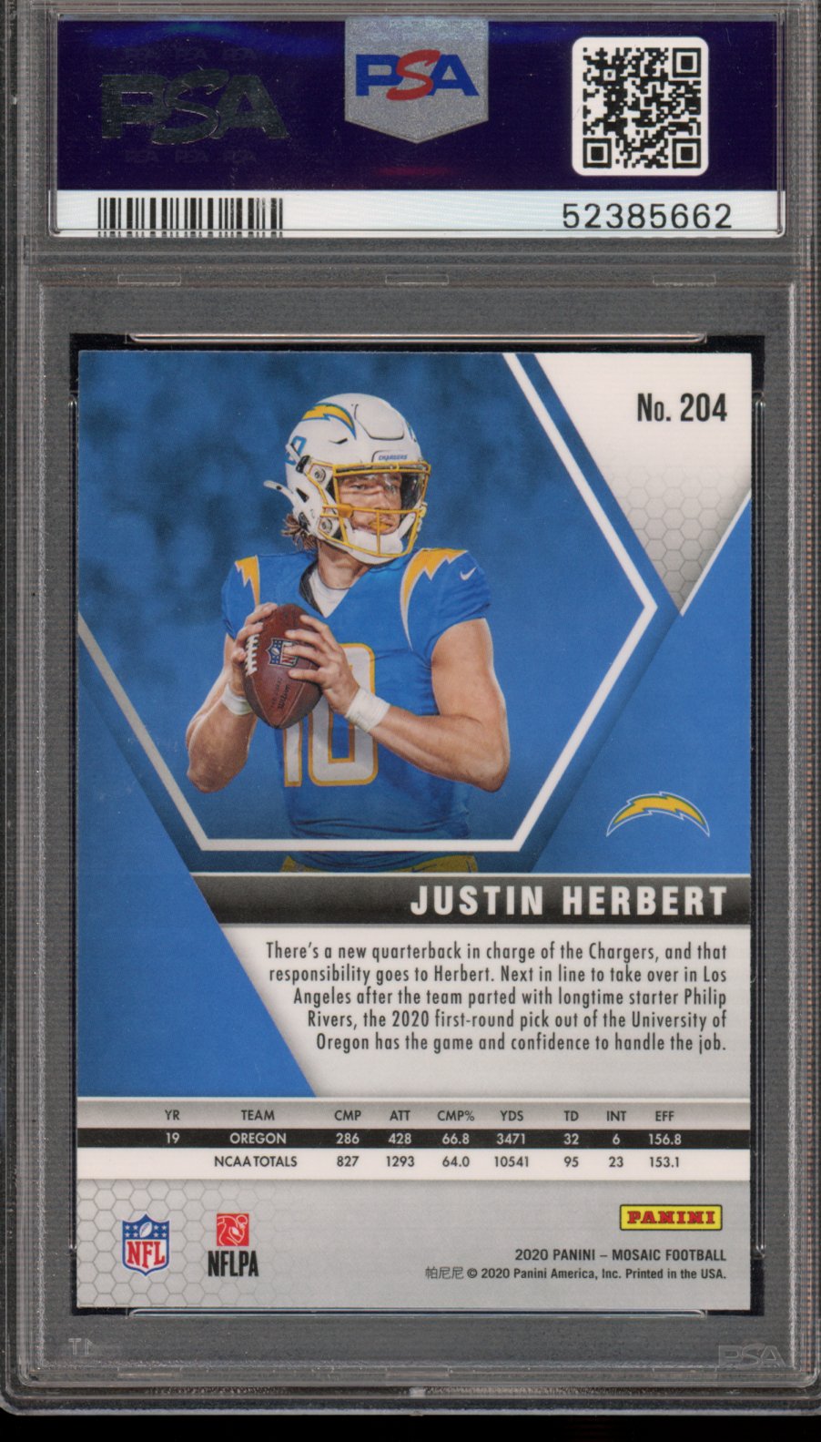2020 Mosaic Justin Herbert Rookie PSA 10 RC