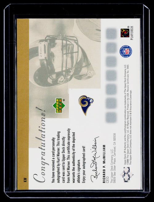 2000 Upper Deck SP Authentic Kurt Warner Sign of the Time Auto