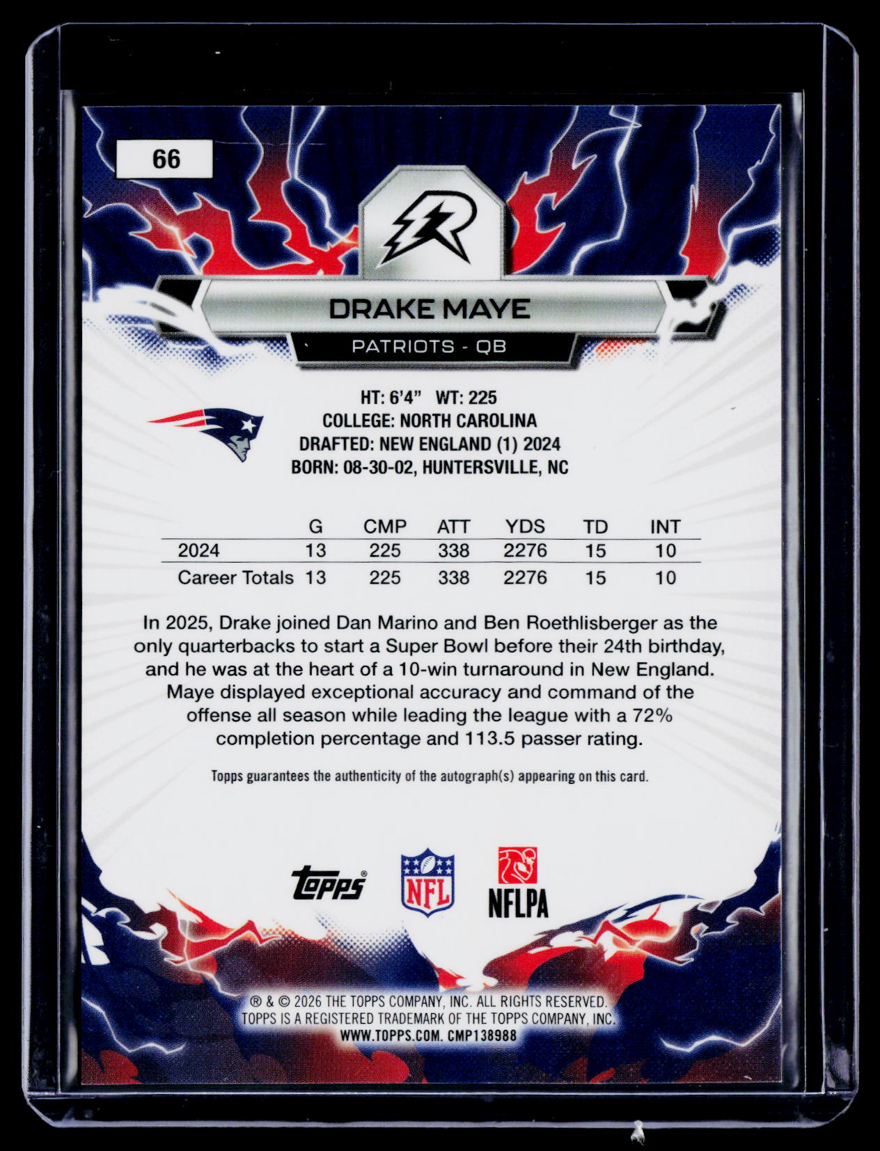 2025 Topps Resurgence Drake Maye Gold Power Static Auto 29/50