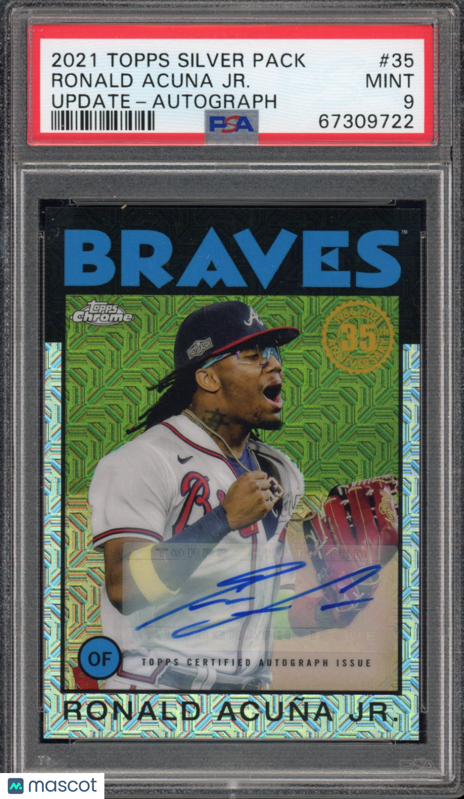 2021 Topps Silver Pack Ronald Acuna Jr. Update Auto 25/30 PSA 9
