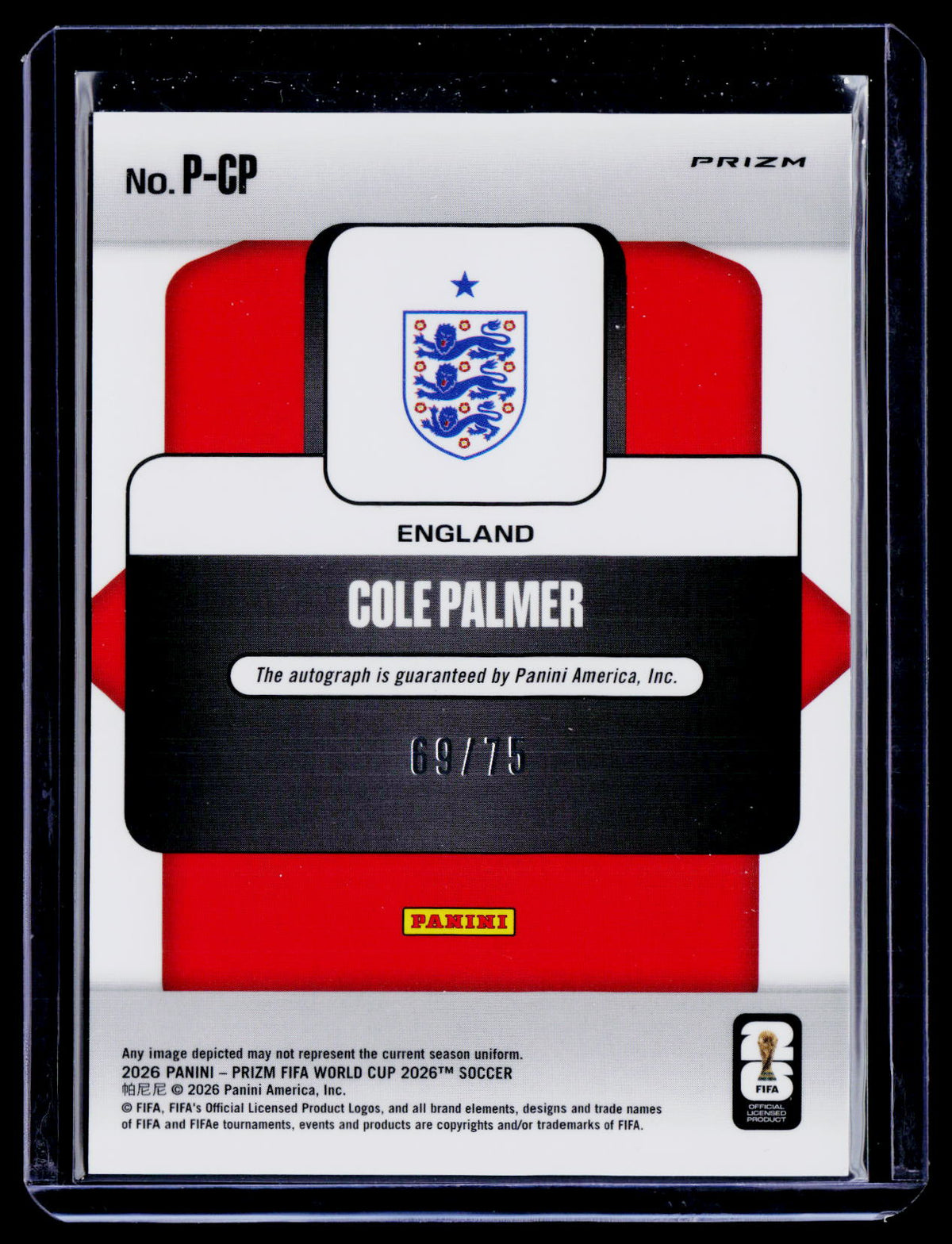 2026 Prizm World Cup Cole Palmer Silver Penmanship Auto 69/75
