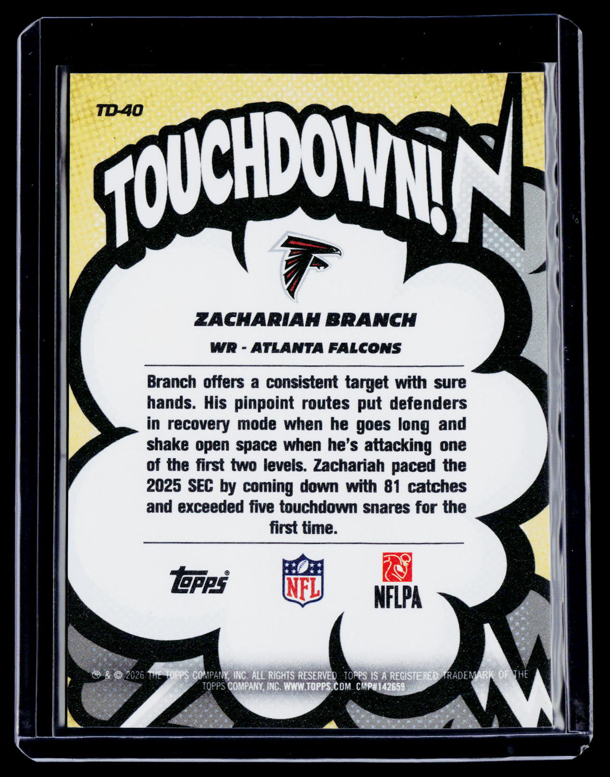 2026 Topps Flagship Zachariah Branch Rookie Suddenly Touchdown RC