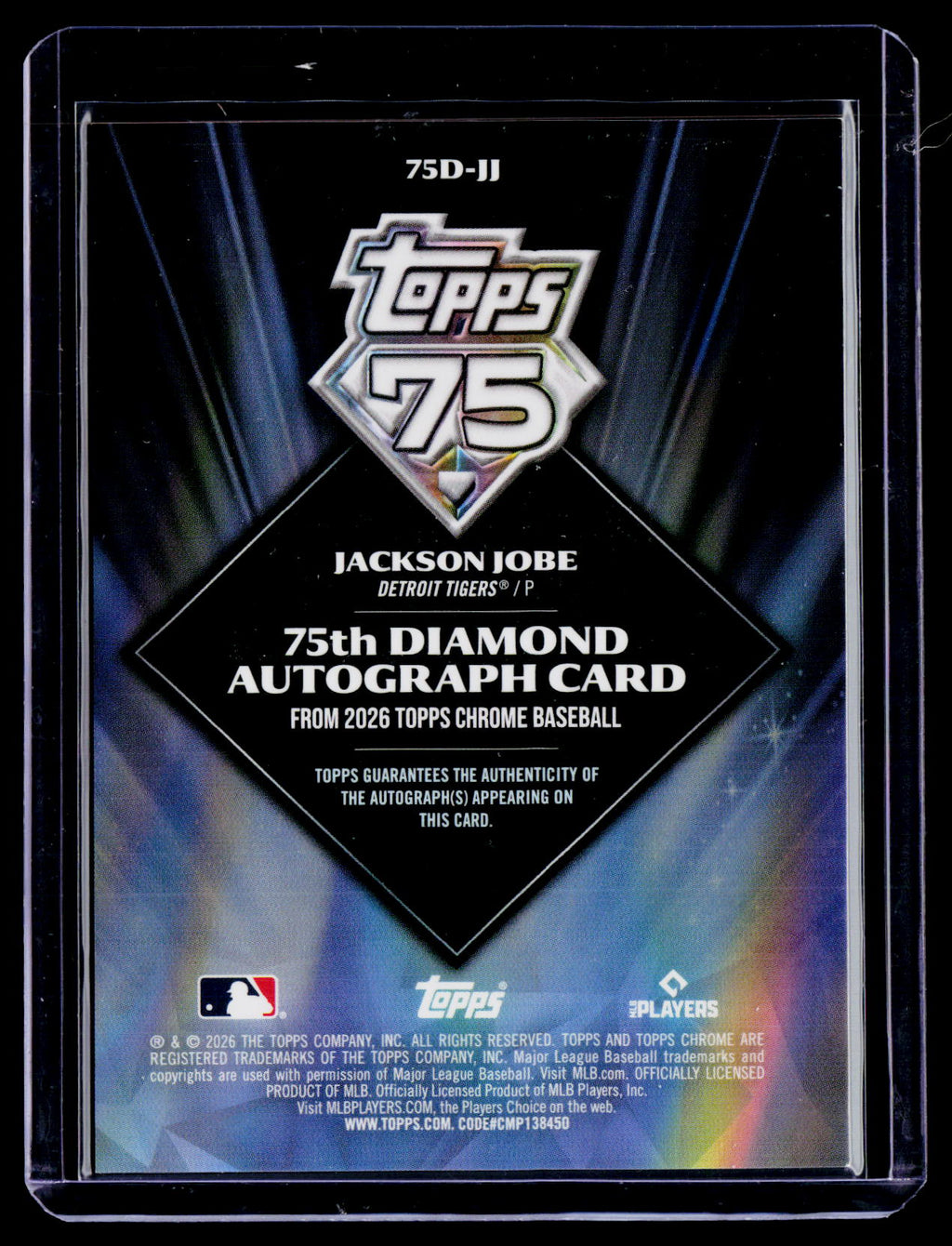 2026 Topps Chrome Jackson Jobe 75th Diamond Blue Auto 47/150