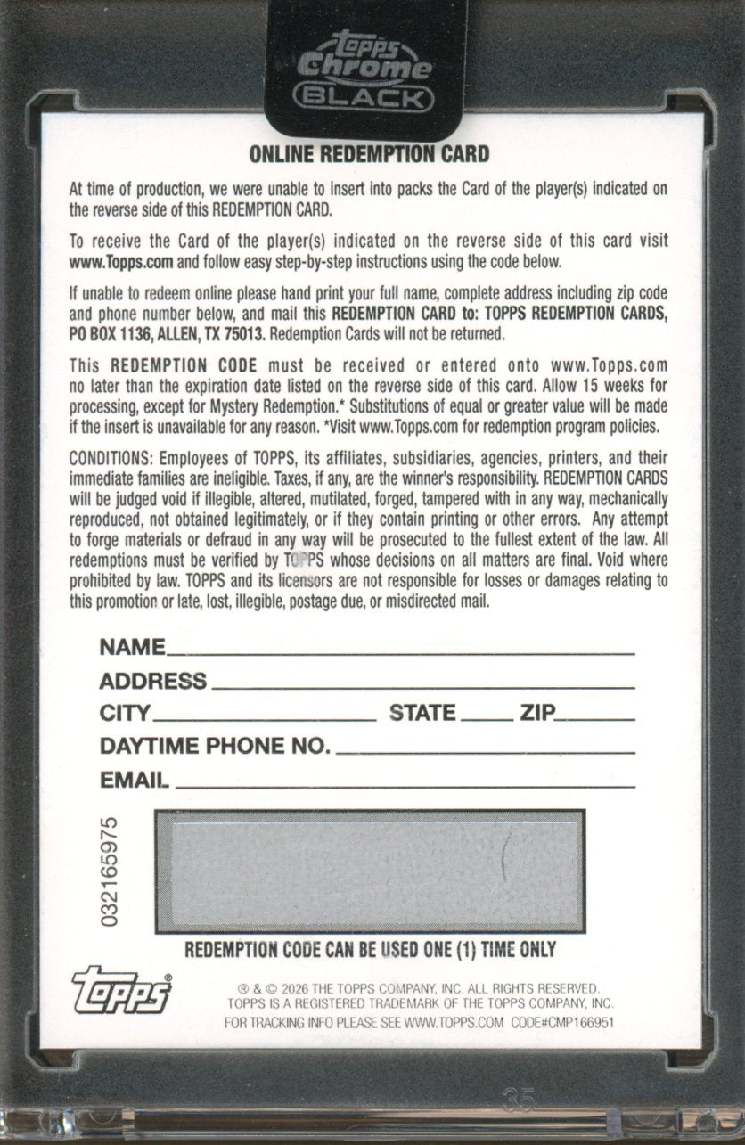 2025 Topps Chrome Black Maxx Crosby Gold Mini Diamond Auto /50 Redemption