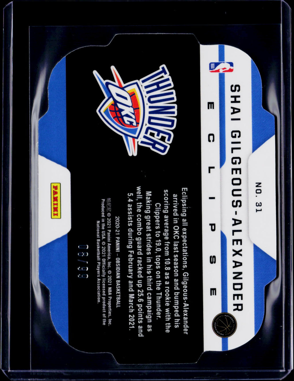 2020-21 Obsidian Shai Gilgeous-Alexander Eclipse /99