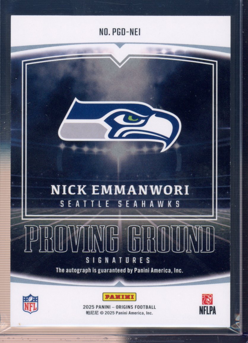 2025 Origins Nick Emmanwori Proving Grounds Auto 049/199 RC