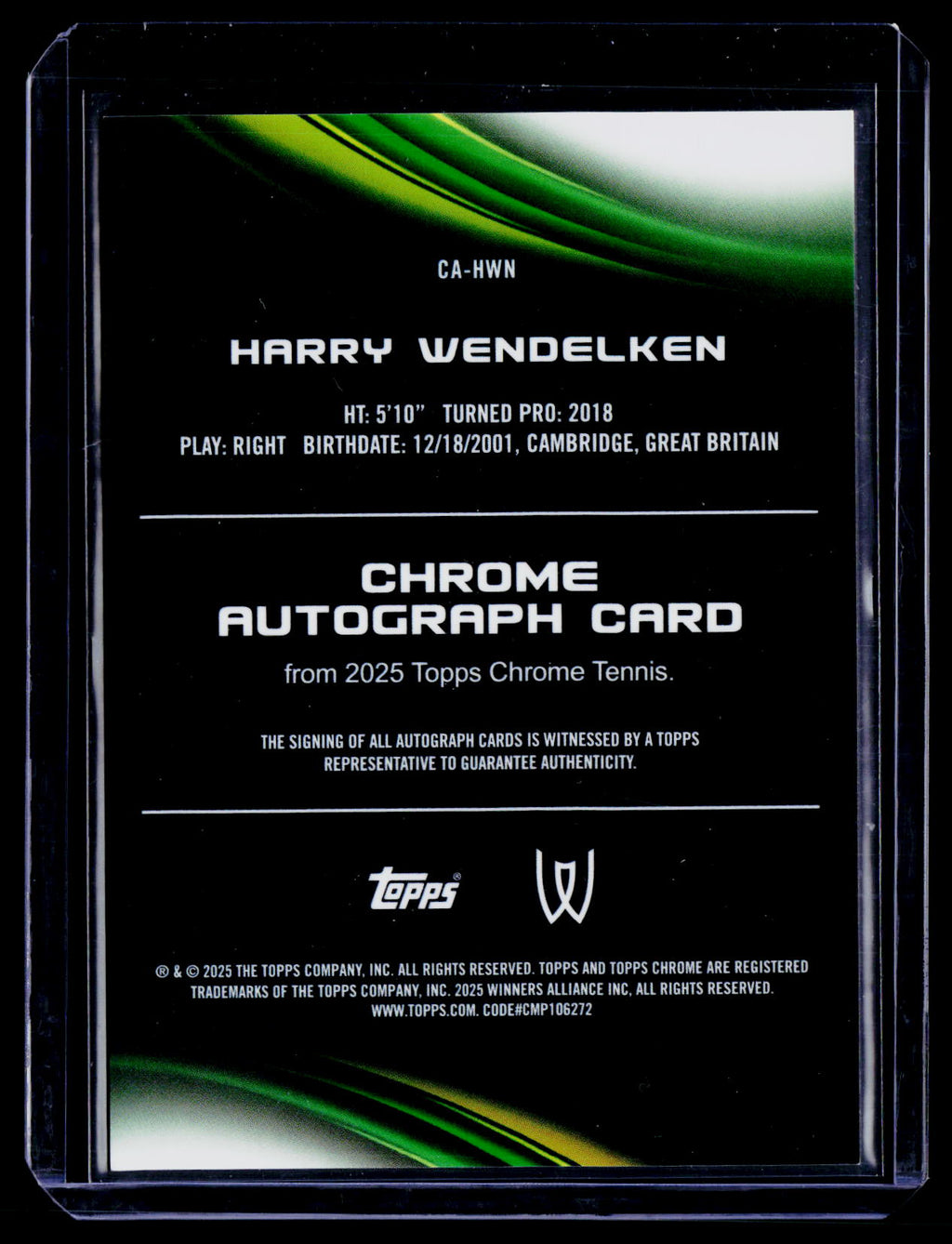 2025 Topps Chrome Harry Wendelken Green Refractor Auto 37/99