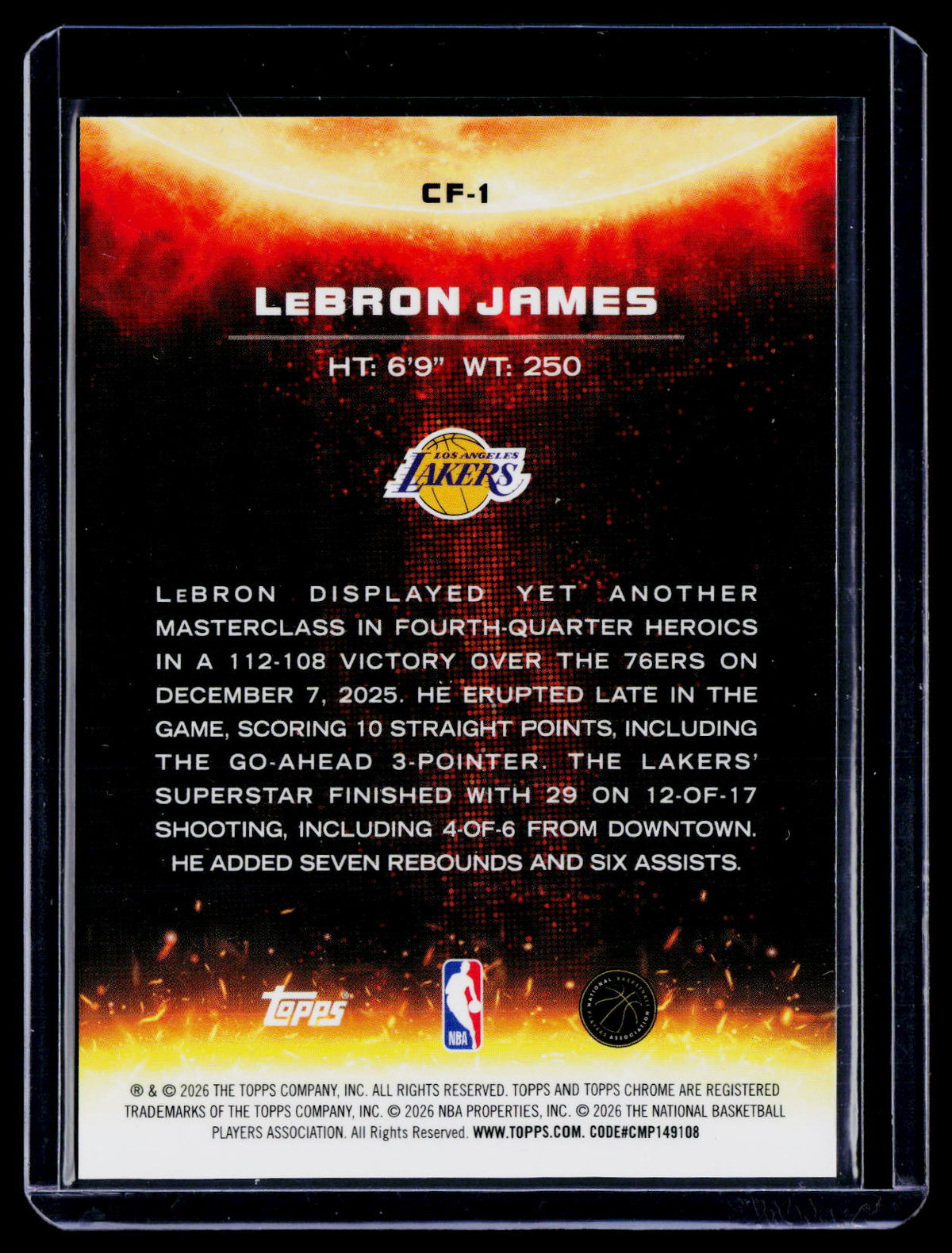2025 Topps Chrome Black LeBron James Carbon Flare Case Hit